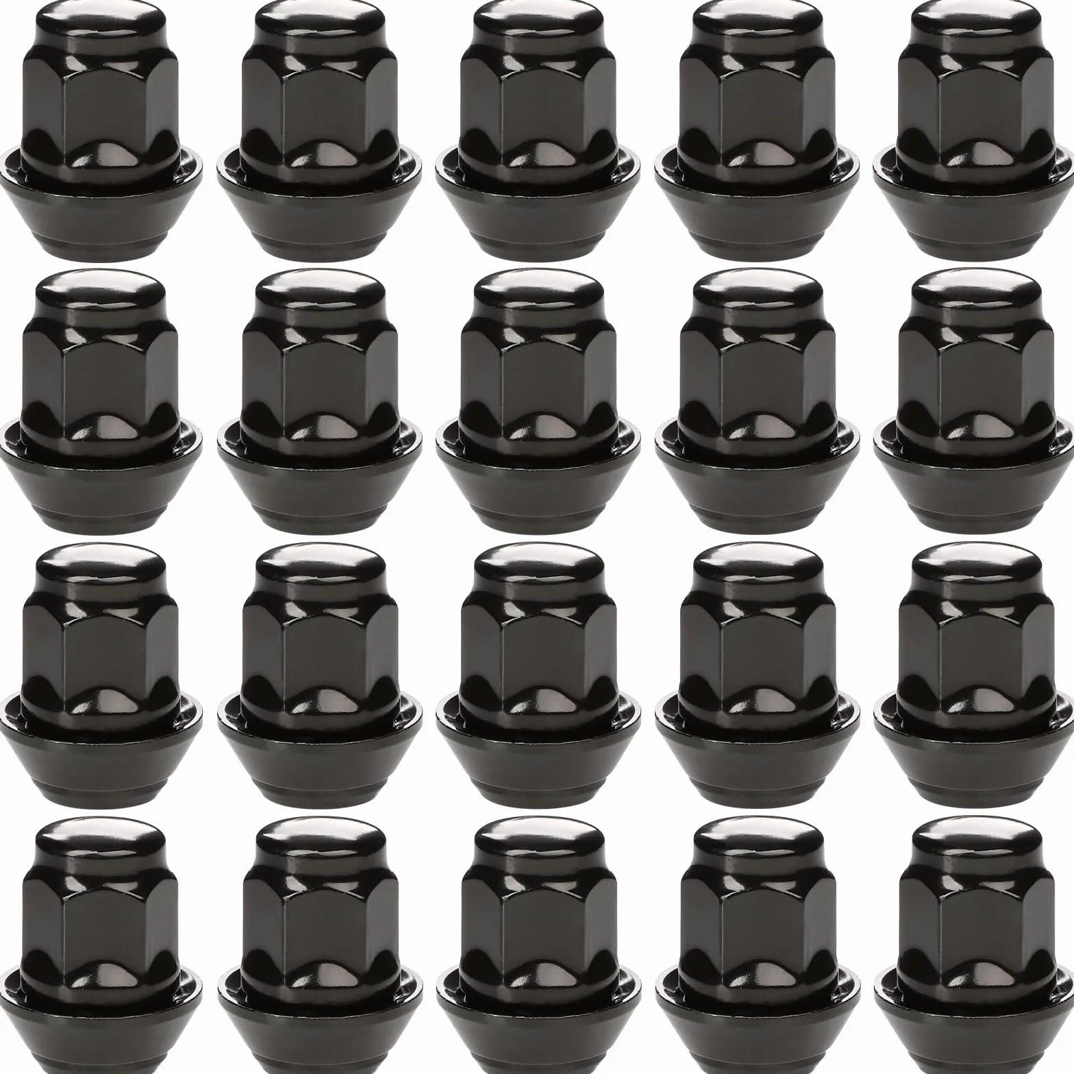 GAsuppply 20 x nakrętki do kół M12 x 1,5 ruchome śr. = 28 mm, stożek SW19 60°, śruby do tablic rejestracyjnych Volvo v40, nakrętki kół Ford (czarne)