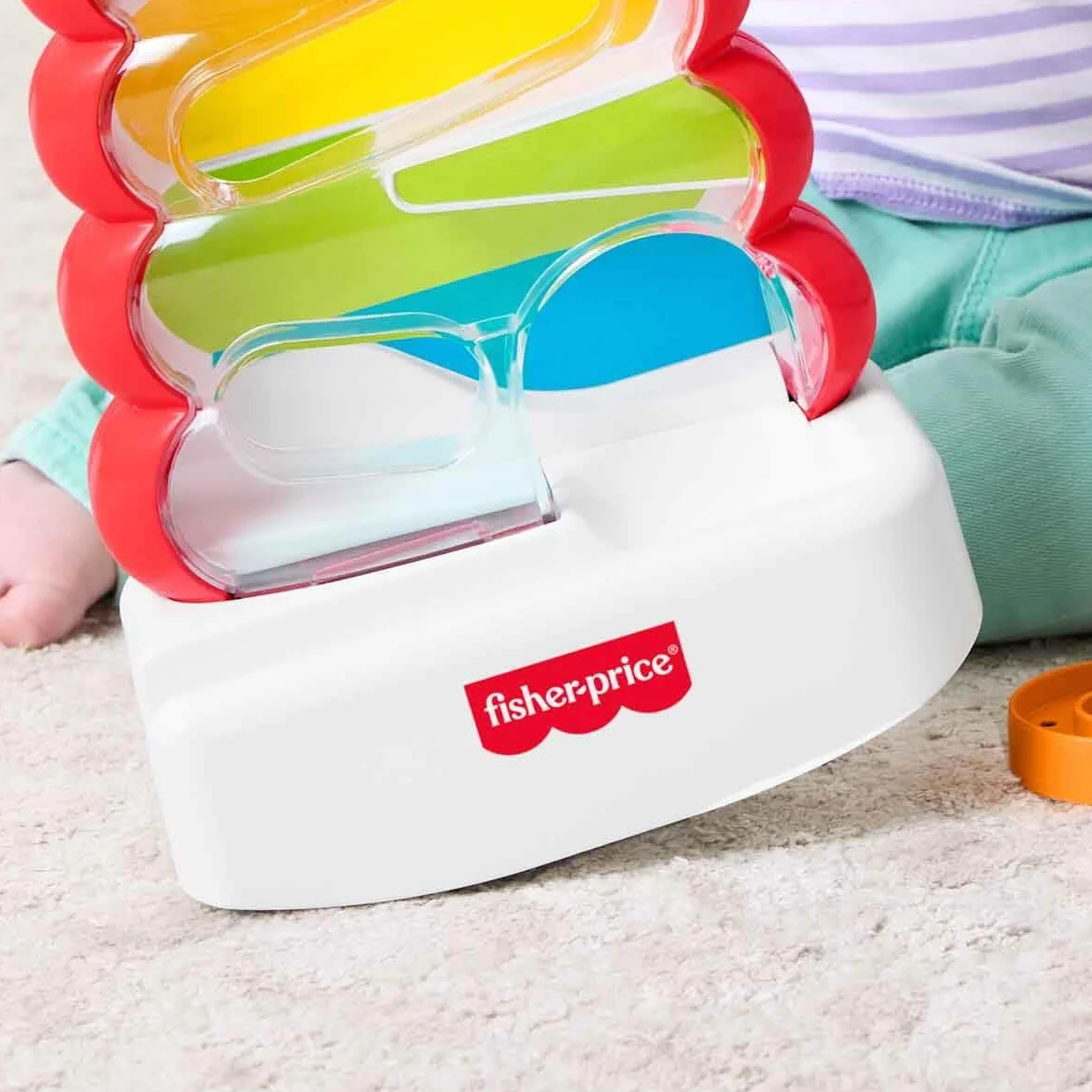 Fisher-Price Piramidka z żetonami do wrzucania, aktywizująca zabawka edukacyjna dla niemowląt 9 mies.+, JLB81