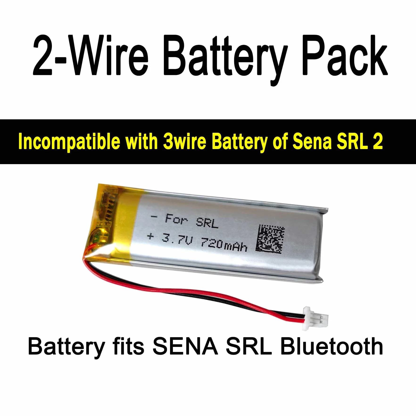 Akumulator 720 mAh do Sena SRL Motocykl Bluetooth, GT-Air II, SHOEI Neotec II, SP51, SP55 Bluetooth, system komunikacji SRL, 2-przewodowy, zamiennik baterii