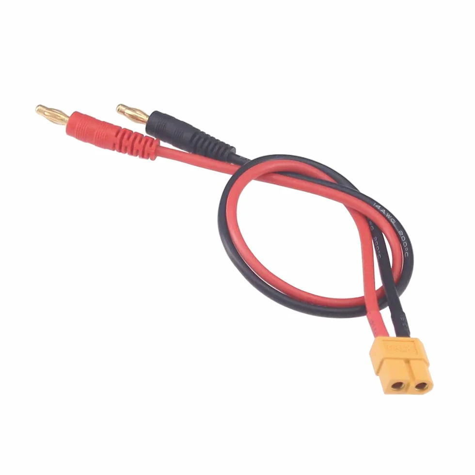 2 szt. żeński XT60 do 4.0 wtyczka bananowa RC kabel do ładowania akumulatora 14 AWG przewód silikonowy 30 cm 30 cm (2 sztuki)