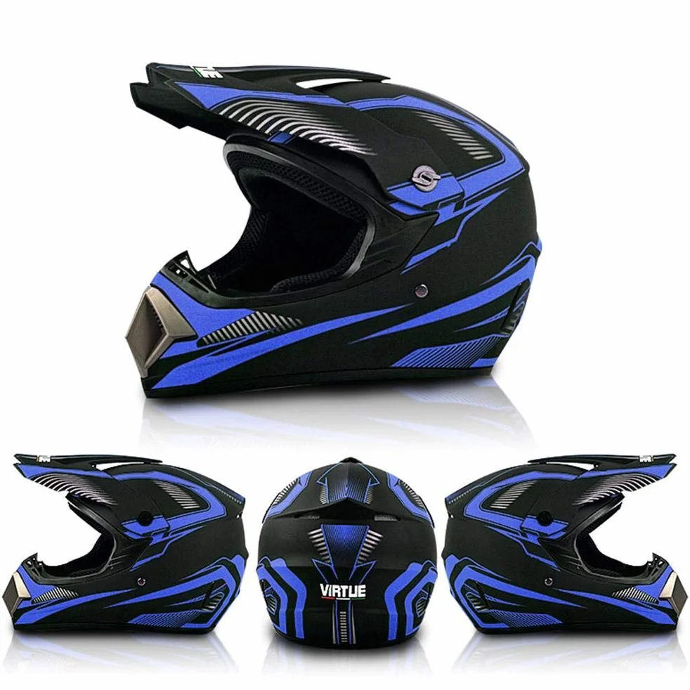 HAOXU Kask motocrossowy z goglami na twarz, maska na całą twarz, kask MTB Off-Road Electric Dirt Bike Motorcyccle/Mountain Bike kask dla dorosłych dzieci