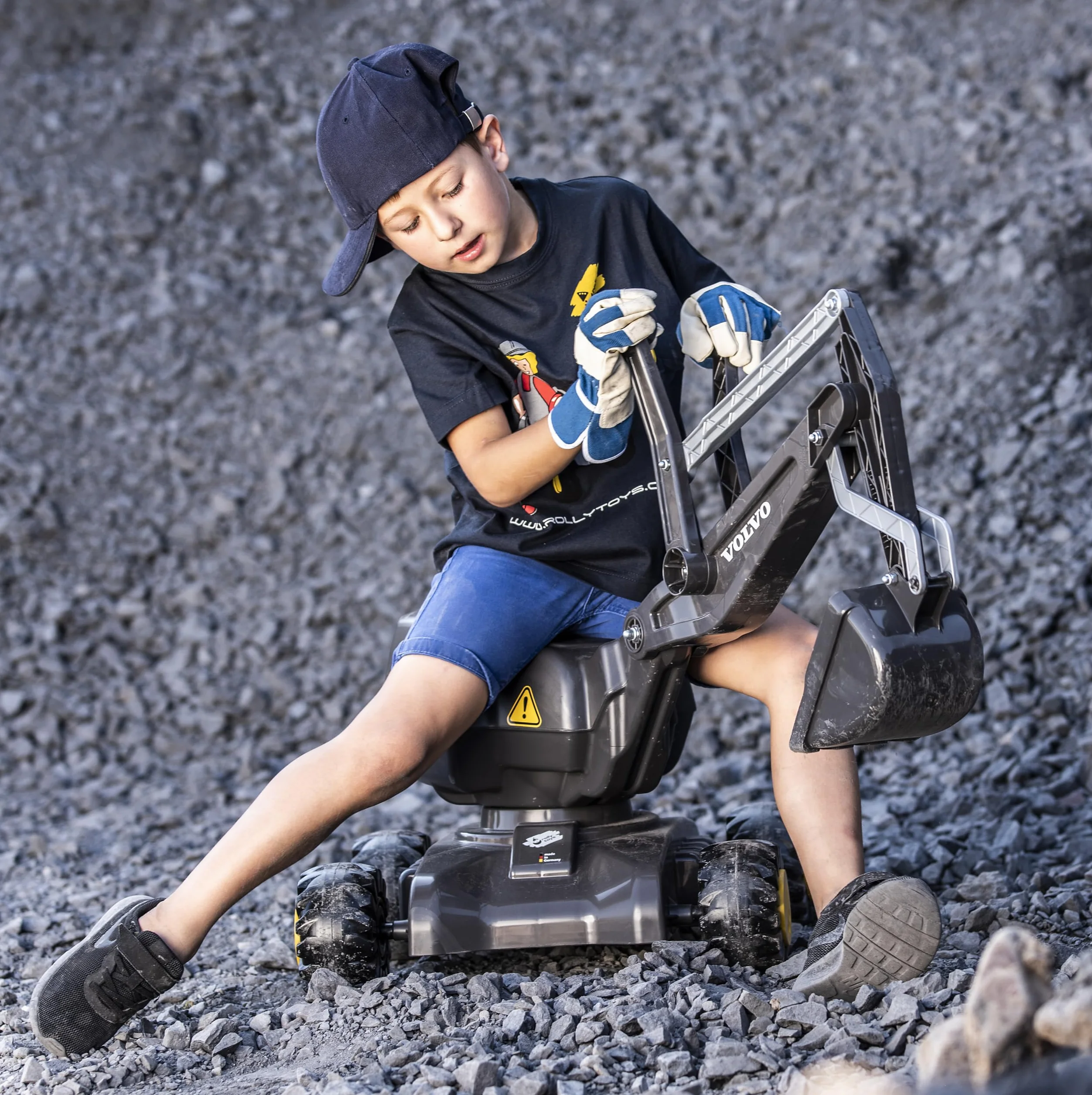 Rolly Toys RollyDigger Volvo EW160 koparka zabawkowa (dla dzieci w wieku 3-5 lat, koparka z tworzywa sztucznego, kolor szary/żółty) 421152, 102 x 43 x 74 cm