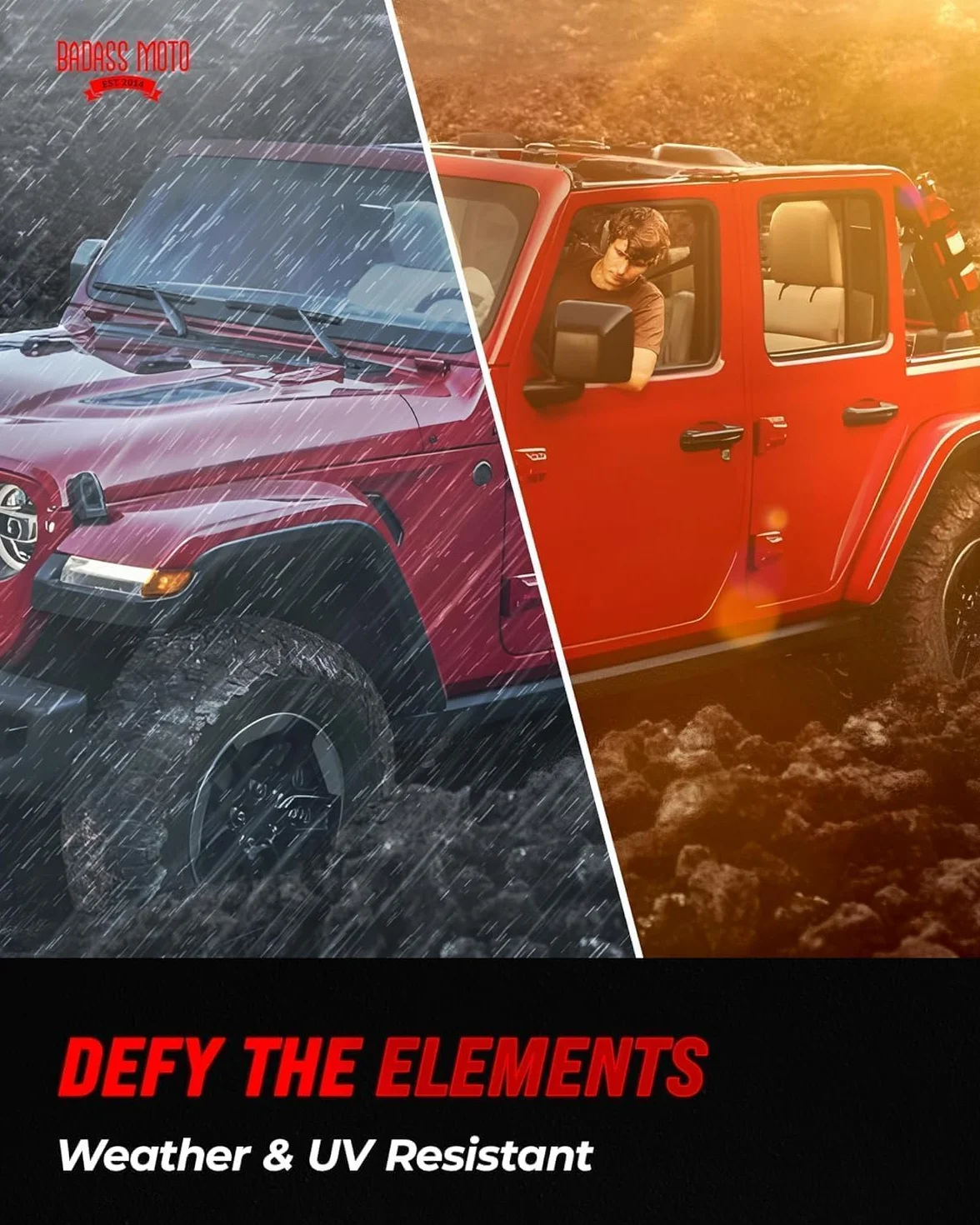 Badass Moto Czarny Drążek Prezentów Jeep Gladiator Wrangler 1965-2024 JK JKU TJ CJ JL