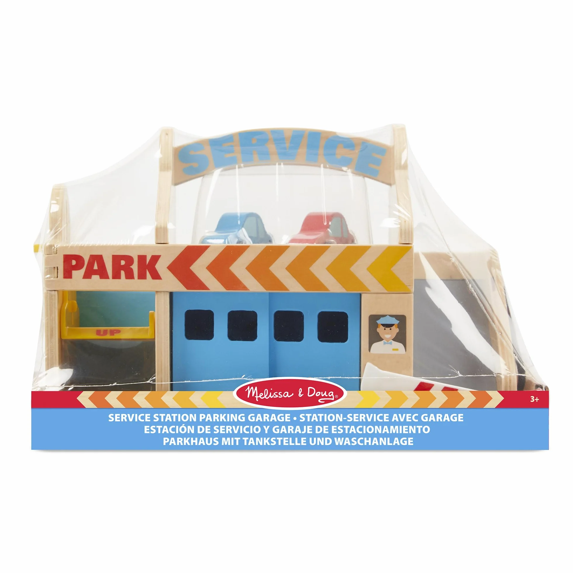 Melissa & Doug – stacja obsługi samochodów z parkingiem piętrowym (pojazdy, funkcjonalna winda, łatwe przenoszenie)