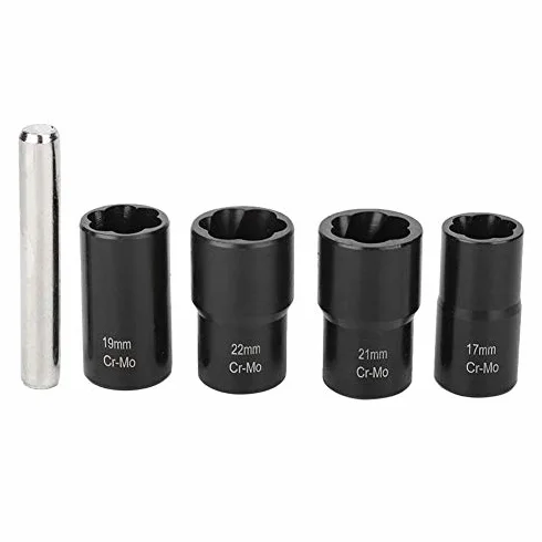 5 Sztuk Zestaw Nasadek Skrętnych 1/2 Cala Napęd Blokowanie Koła śruba z nakrętką Stud Extractor Remover Rozmiar 17mm 19mm 21mm 22mm