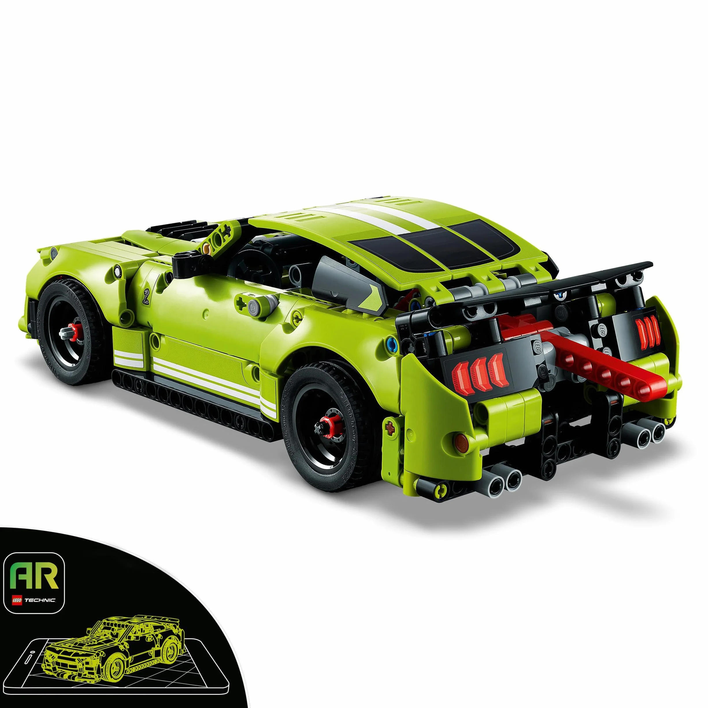LEGO Technic Ford Mustang Shelby GT500, Zestaw Kreatywny do Budowy Modelu Wyścigówki z Napędem Typu Pull-Back i Funkcją AR, Klocki Konstrukcyjne, Prezent dla Nastolatków, 42138