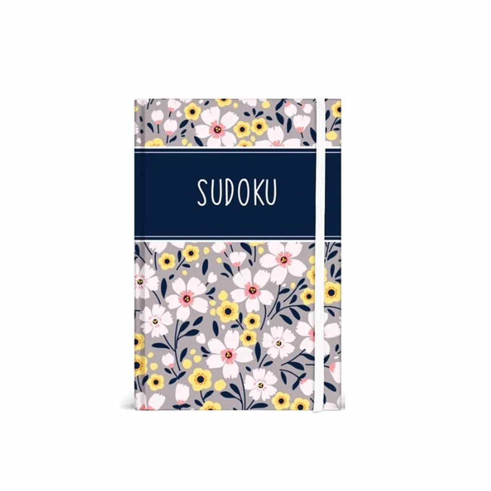 Notes A6 Pocket Floral Sudoku, Format 15 x 10,5 cm z gumką, Książka z grami słownymi, Miłośnicy łamigłówek, Pasjonaci wyzwań intelektualnych, dla koncentracji i pamięci