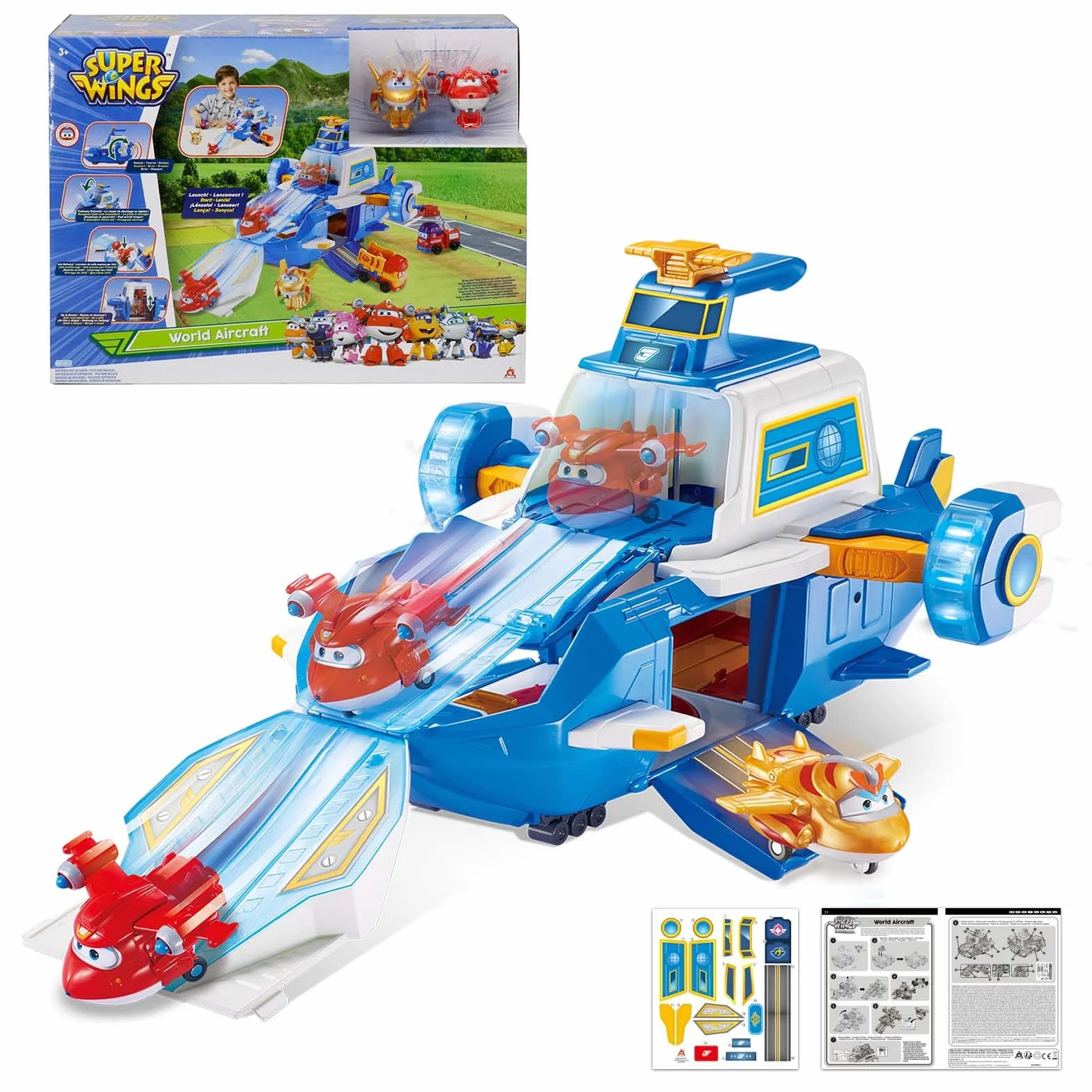 Super Wings Playset SW Aeroport World Aircraft Sezon 5 + 2 figurki TAB, zabawki dla dzieci w wieku 2, 3, 4, 5, 6, 7, 8 lat, chłopiec, dziewczynka