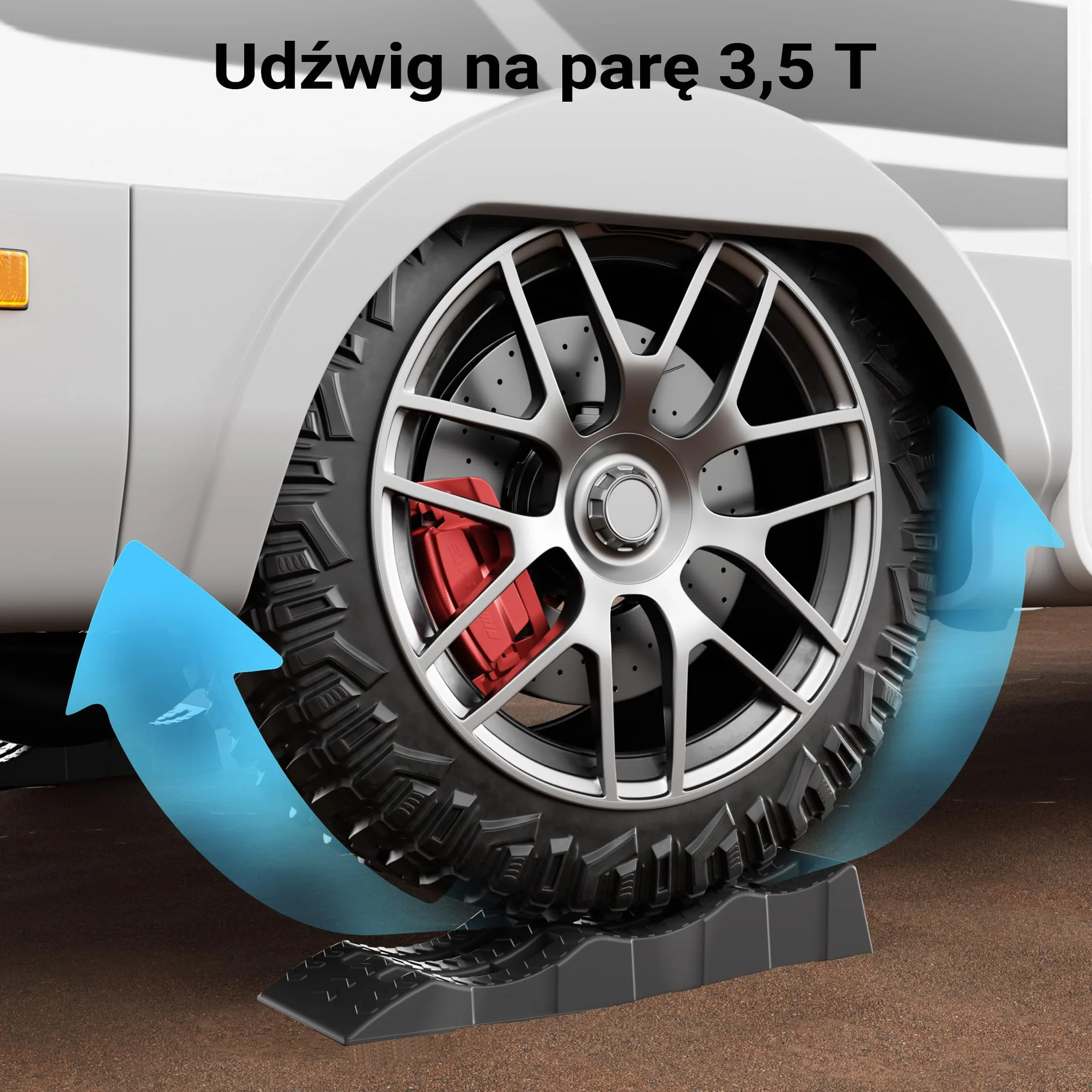 XPOtool Kliny pod koła przyczepy kempingowej 2 szt. do 3,5 t, z antypoślizgowego tworzywa HDPE, rampy poziomujące 3-stopniowe z torbą