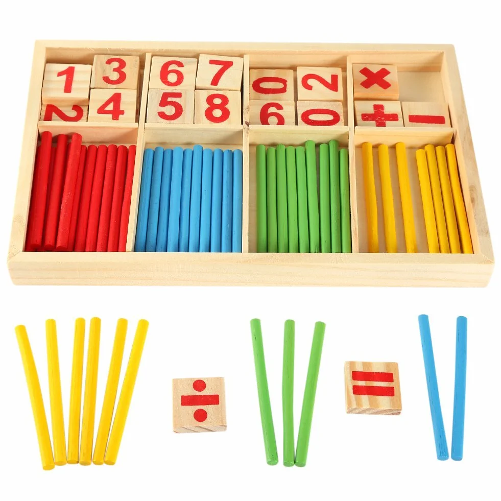 Kolorowe drewniane zabawki dla dzieci, zabawki do matematyki, zabawki edukacyjne, klocki, pręty liczące, drewniana inteligencja matematyczna, wielokolorowa