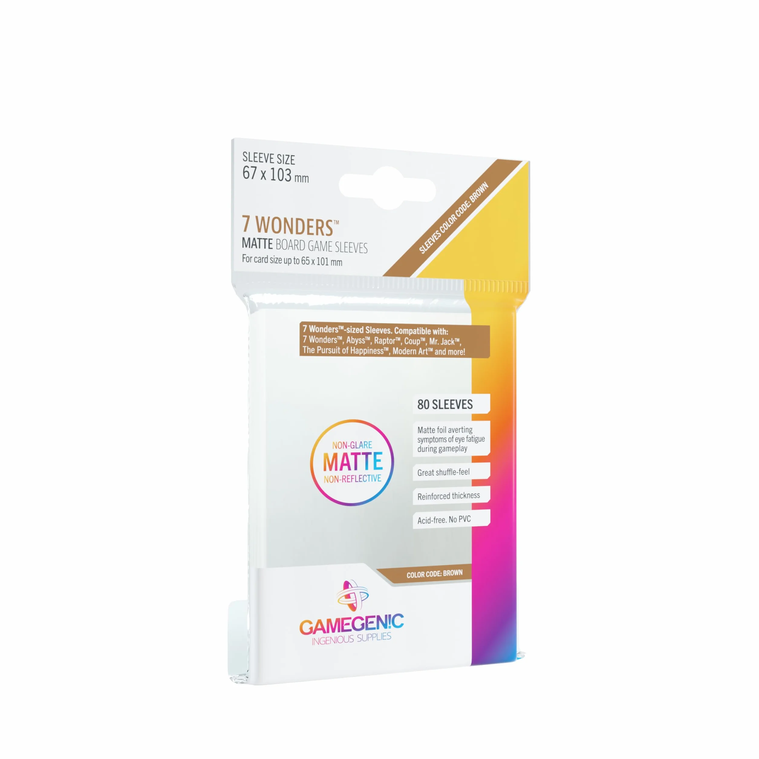 GAMEGEN!C- Matte 7 Wonders Sleeves 67 x 103 mm (80), Clear (GGS10059ML)