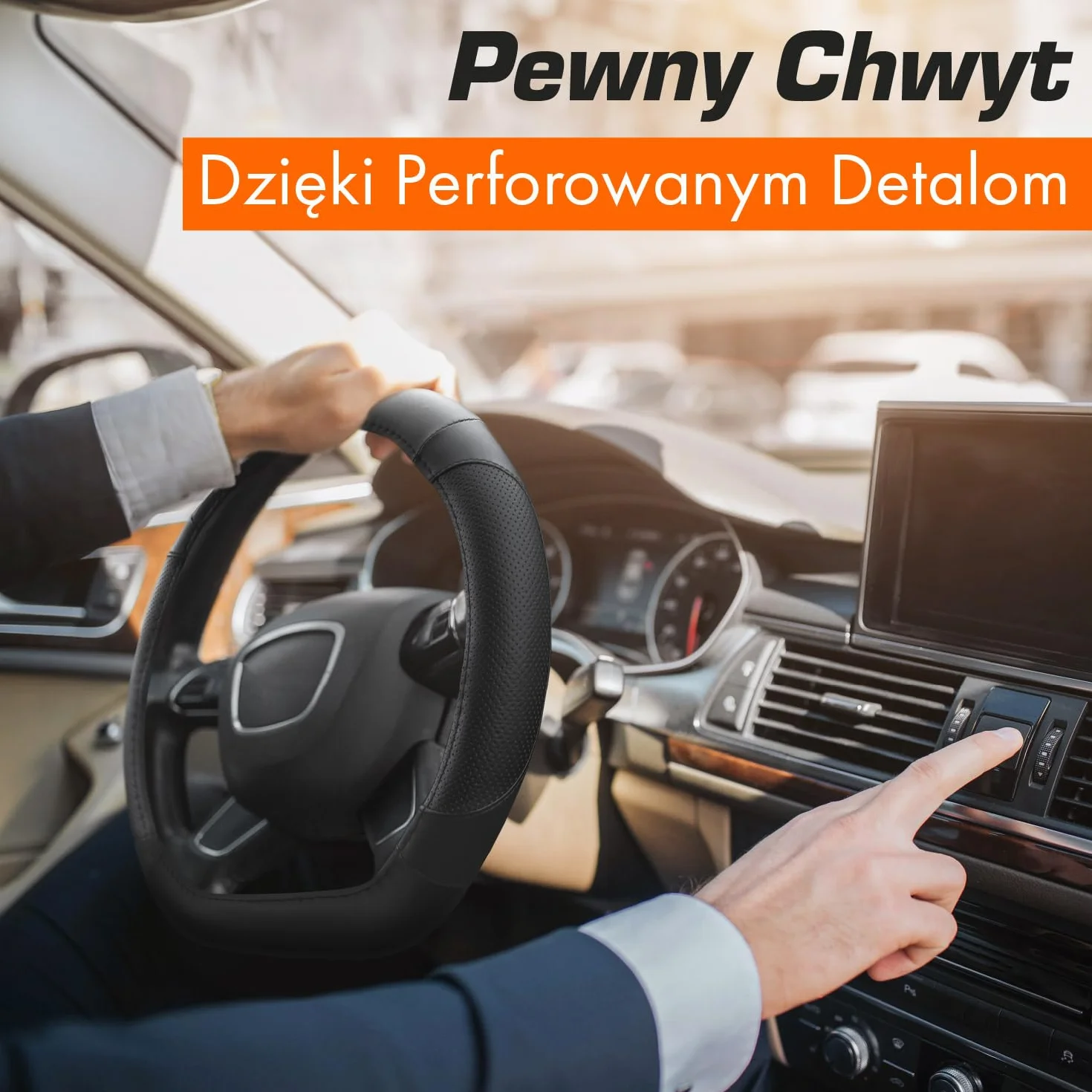 Upgrade4cars Pokrowiec na kierownicę w kształcie D, czarny Uniwersalny osłon kierownicy Akcesoria samochodowe