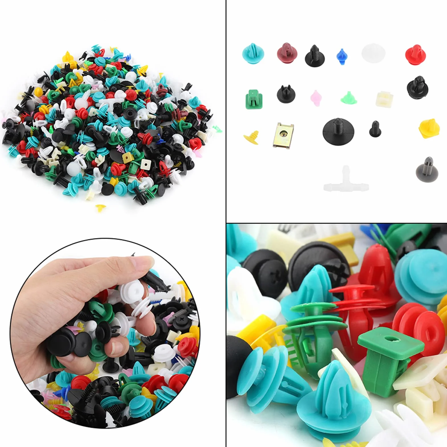 500 szt. 30 Rozmiarów Plastikowe Klipsy Ustalające Samochodu, Różne Plastikowe Klipsy do Tapicerki Drzwi Samochodu ZderzakMocujący Zestaw Nitów Push Pin Kit