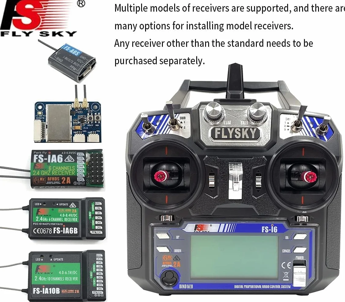 Flysky FS I6 AFHDS 2 A nadajnik radiowy 2,4 GHz, 6-kanałowy nadajnik + odbiornik FS IA6, system radiowy do samochodów wyścigowych RC, łodzi, helikopterów