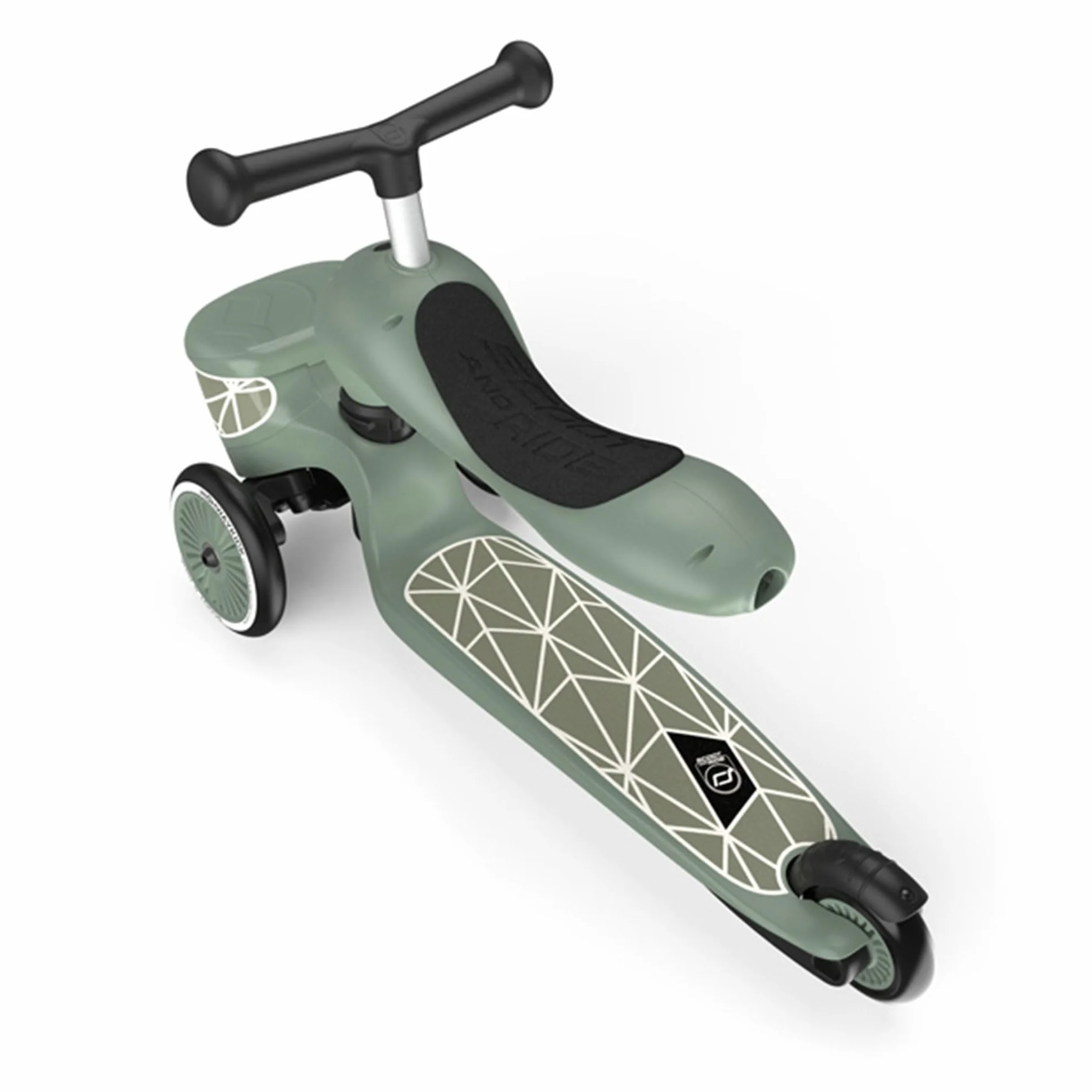 Scoot & Ride Unisex – Baby Highwaykick 1 Lifestyle Kickboard z siedziskiem i pojemnikiem (zielona)
