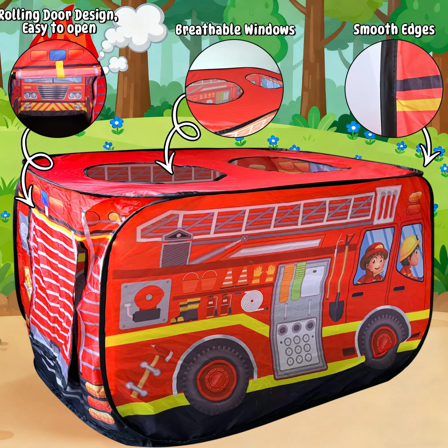 Namiot składany dla dzieci, namiot do zabawy strażacki, namiot składany do zabawy, składana konstrukcja zabawkowa z torbą transportową, zabawka do zabawy w domu i na zewnątrz dla chłopców i