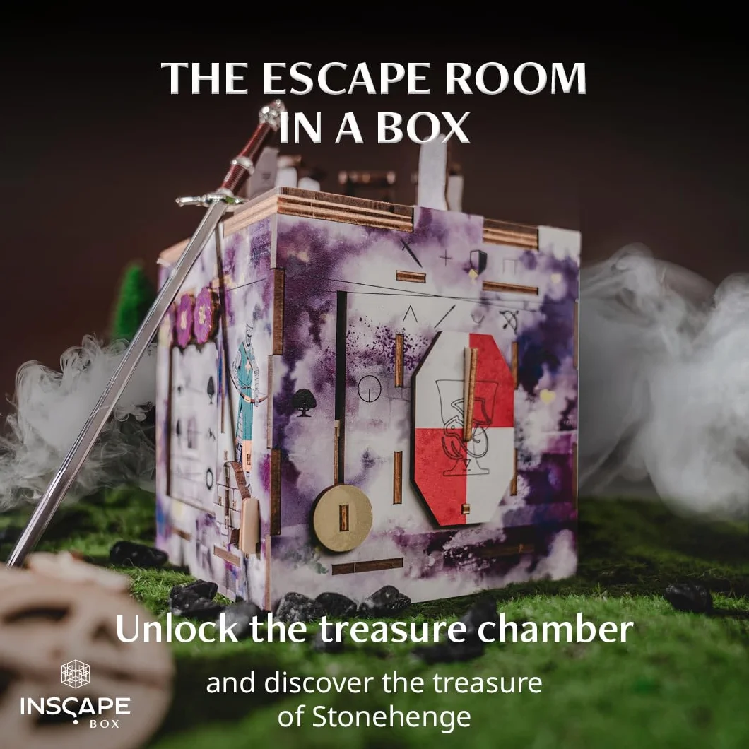 INSCAPE Cluebox Stonehenge´s Legacy interaktywne drewniane puzzle 3D z tajnymi mechanizmami – poznaj grę Escape Room – idealne dla fanów zagadek i dorosłych – pudełko na puzzle – prezent