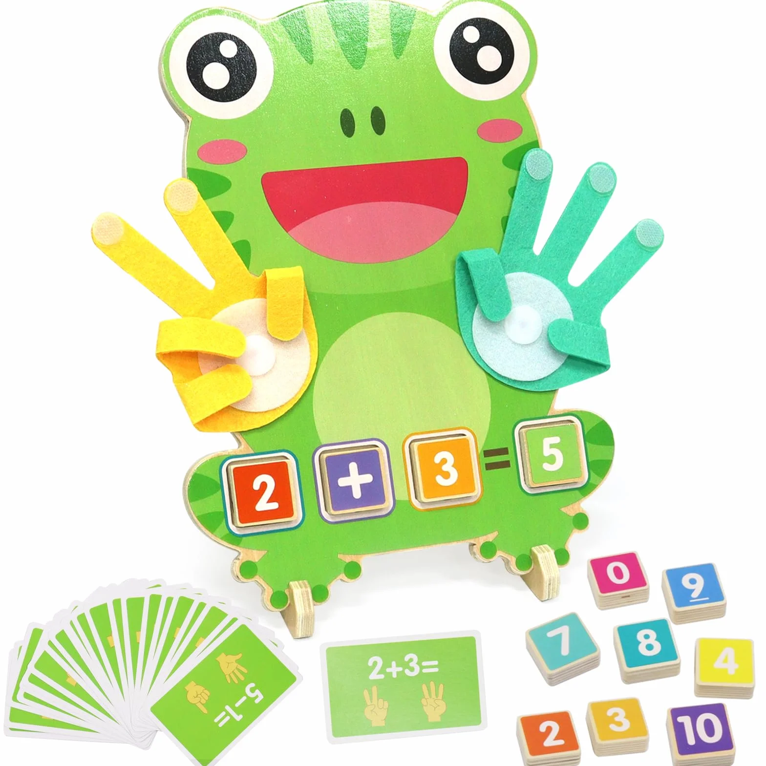 Seasboes Montessori drewniana zabawka matematyczna do nauki liczenia dla dzieci, zabawka matematyczna do nauki liczenia palców, wczesna edukacja, dla chłopców i dziewczynek, urodziny (A)