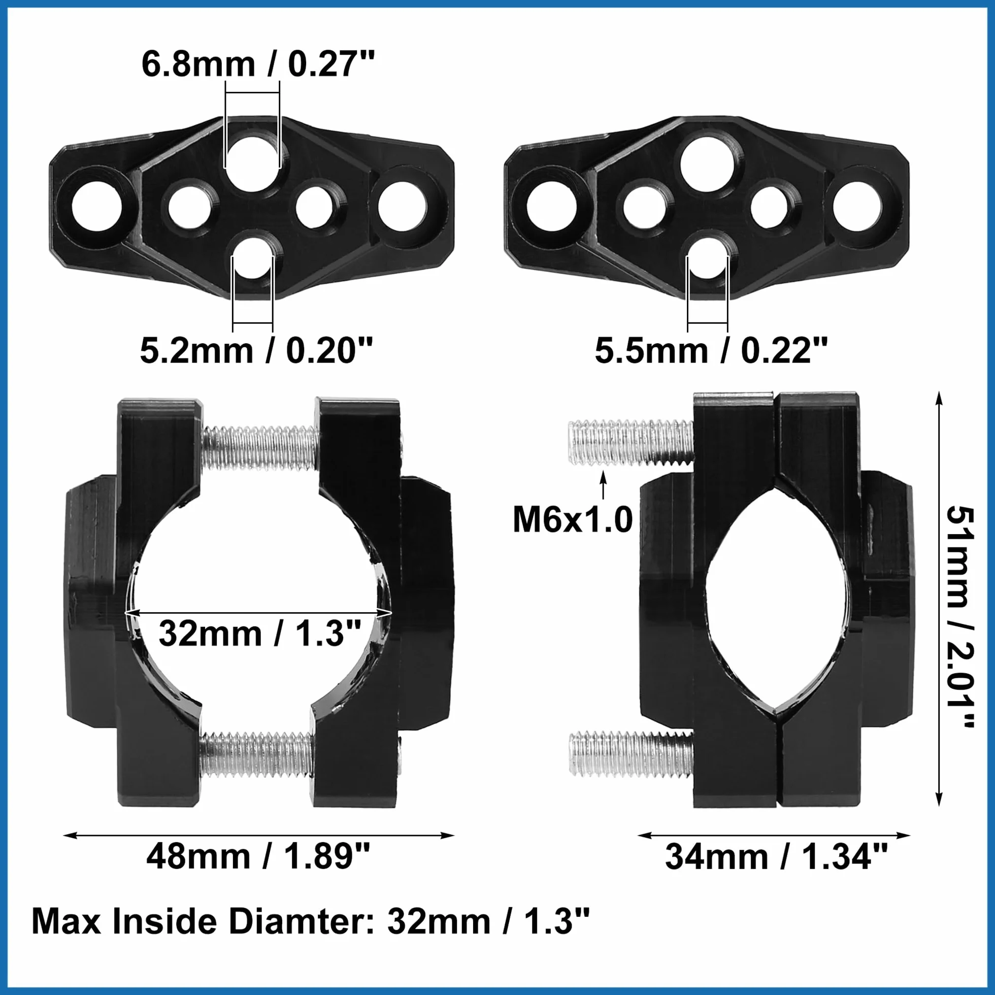 ABSOPRO Kierownica Zacisk do motocykla Sportbike 17-32 mm Czarny