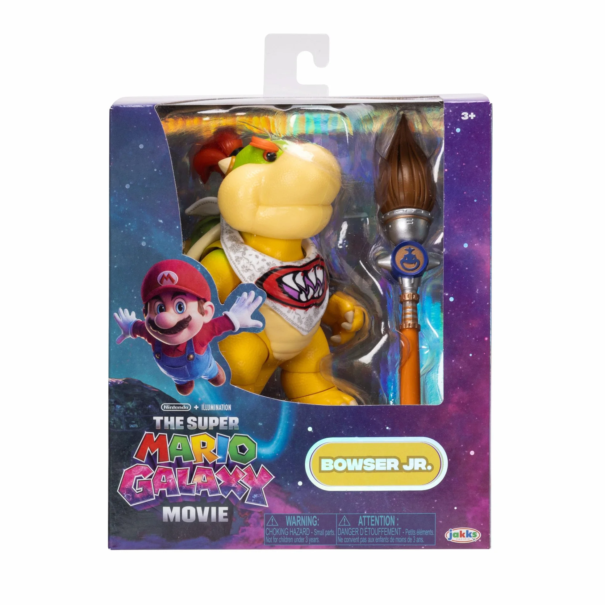 Figurka Bowser Jr. z filmu Super Mario Galaxy Movie, 5" / 12,7 cm, z akcesoriami, oficjalna licencja Jakks Pacific, 17 punktów artykulacji, w zestawie pędzel, dla dzieci w wieku 3+