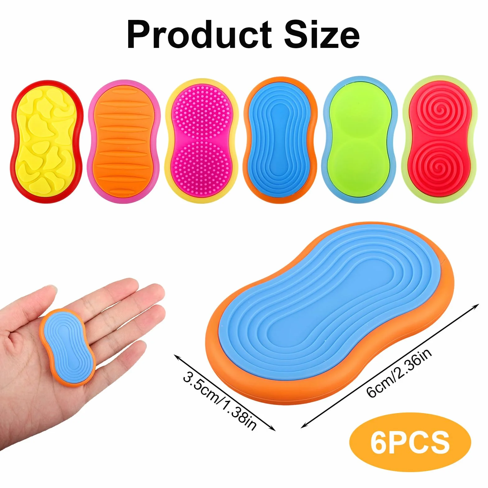 Fidget Toys Magnetyczne suwaki, zestaw 6 zabawek sensorycznych, miękkie silikonowe kamienie sensoryczne do koncentracji i relaksu, dla osób z autyzmem, ADHD, antystresowe, dla dorosłych i dzieci