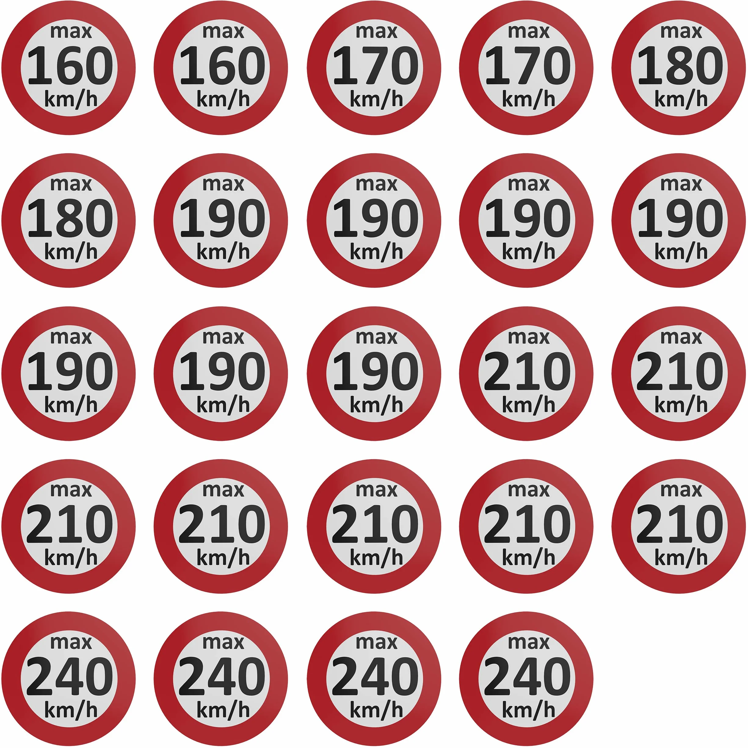 AUPROTEC naklejki na prędkość do opon zimowych 160-240 km/h do wyboru: (mieszany asortyment, zestaw 24 szt.)