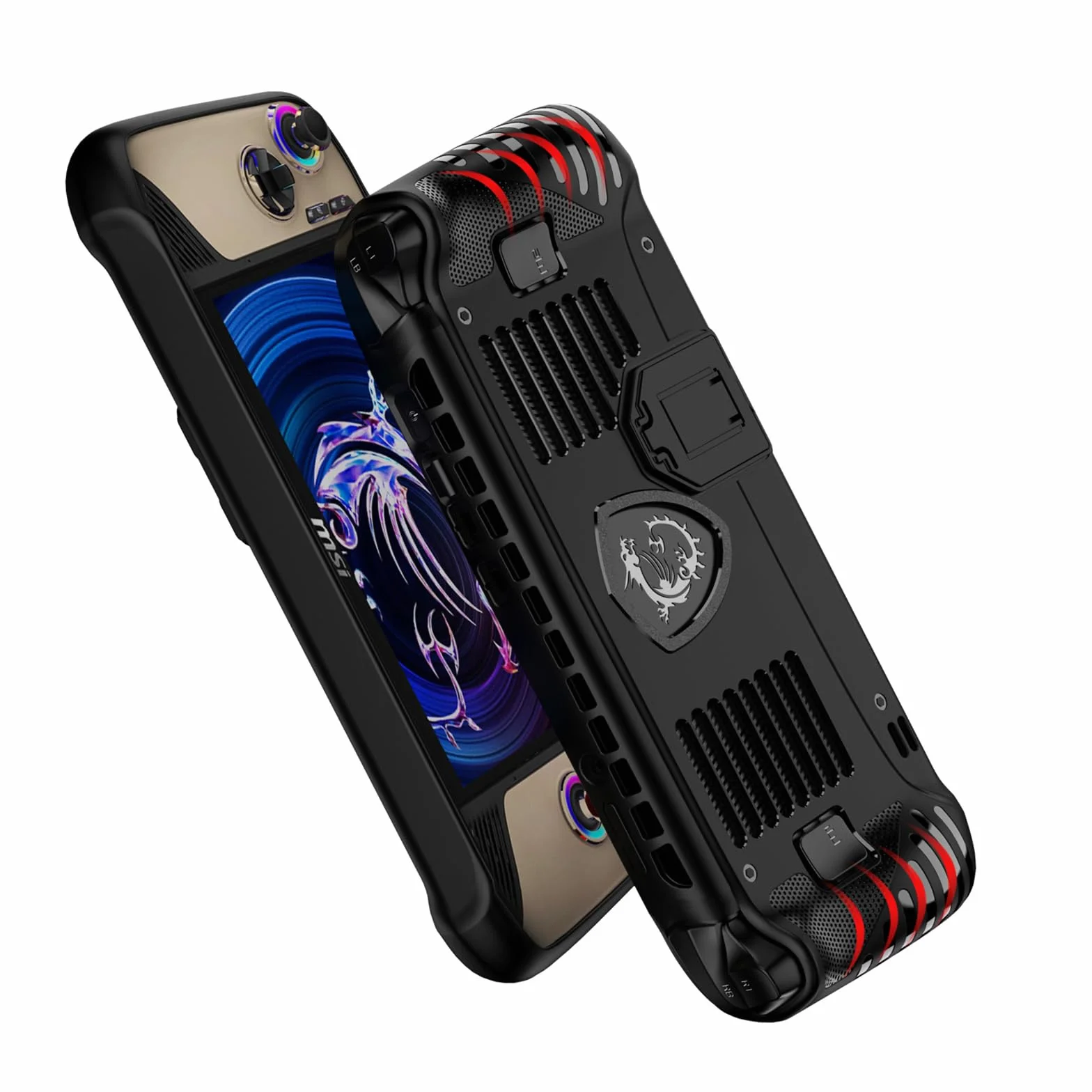 Etui Ochronne do MSI Claw 8 AI+ A2VM-015 Gaming Handheld 2025,TPU Miękki Torba Pokrowiec Etui Powłoki Akcesoria z Grip i Podpórką do MSI Claw 8 AI+ Konsola do Gier,Czarny