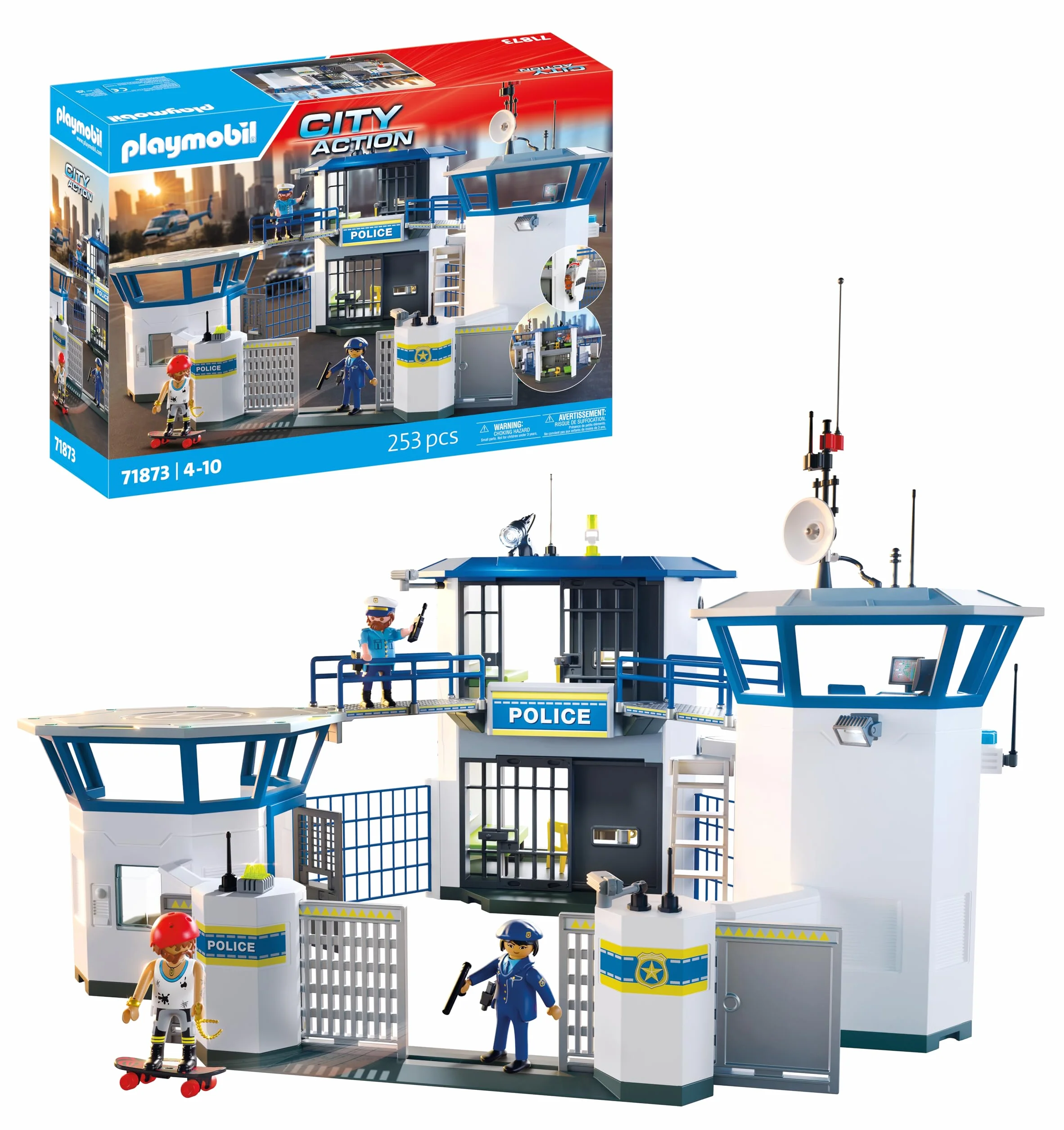PLAYMOBIL Action Heroes 71873 - policyjne centrum dowodzenia, zabawka policyjna, zabawka przygodowa dla dzieci od 4 lat, wspiera odgrywanie ról i kreatywność, z figurkami do zabawy i akcesoriami