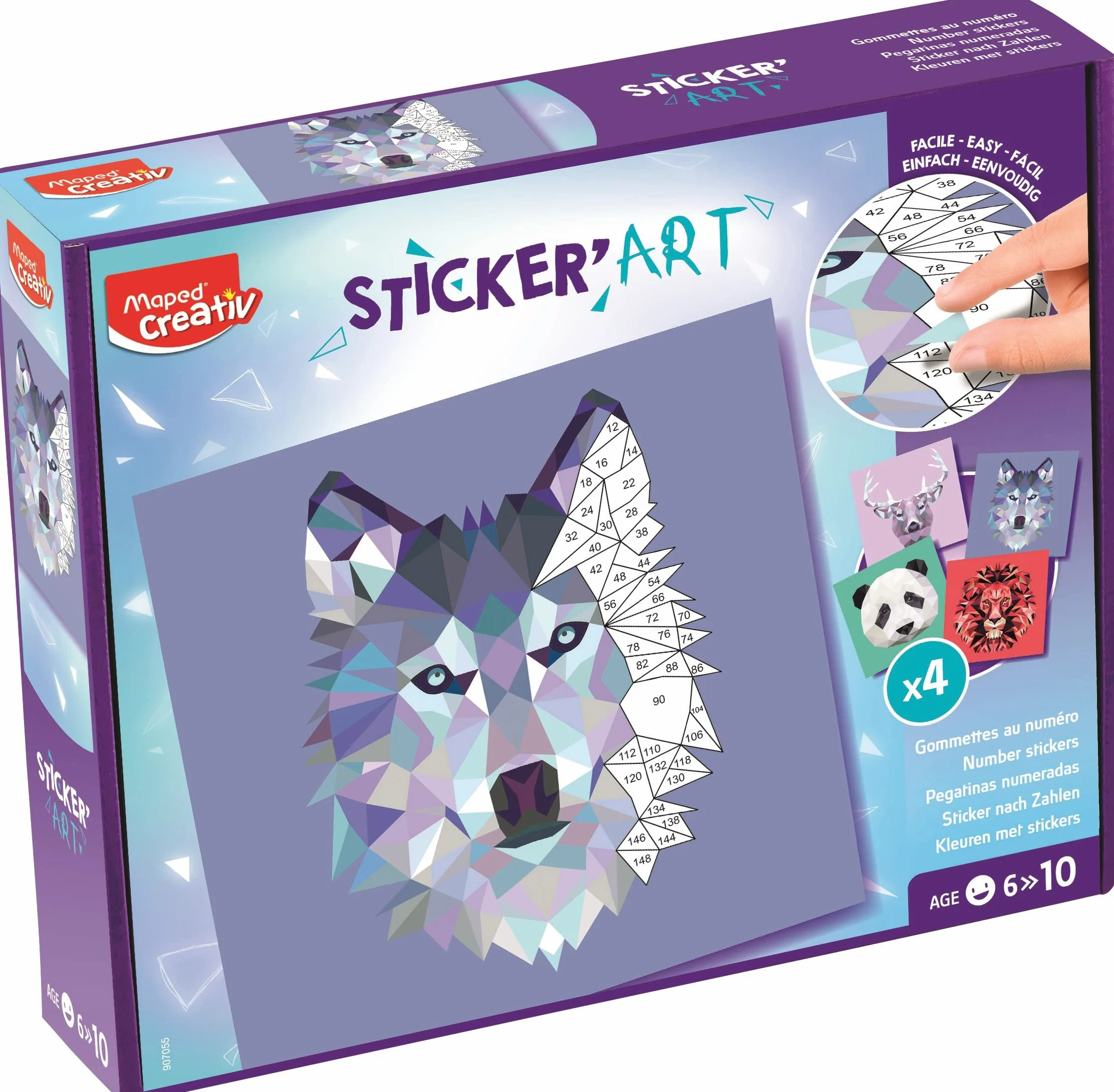 Maped Creativ - Sticker'Art - Aktywność polegająca na naklejce, + 400 naklejek do tworzenia obrazów zwierząt Origami - aktywność twórcza, myślenie i koncentracja - od 6 lat