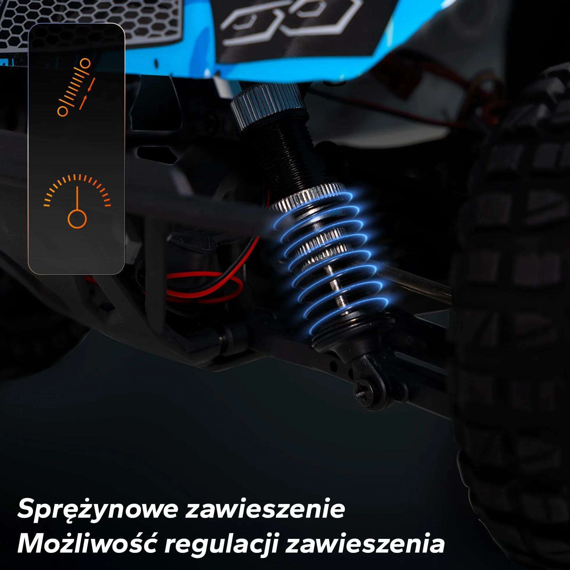 Overmax X-Hooligan duży, szybki, zdalnie sterowany samochód, skala 1:10, prędkość 35 km/h, zasięg 100 m, napęd 4 x 40 minut, oświetlenie LED