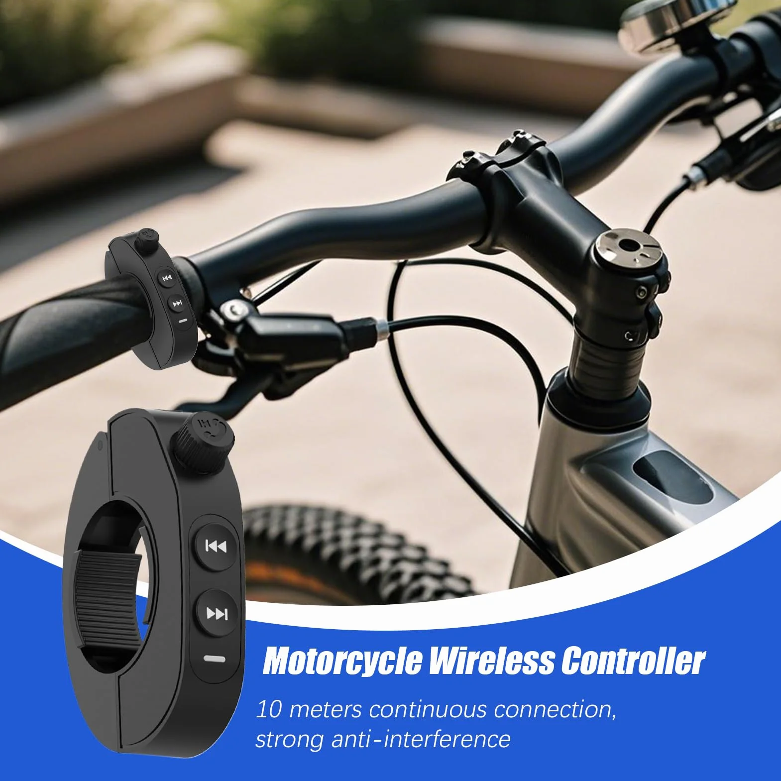 Steering Wheel Remote Control, Wireless Motorcycle Button Controller 2.75x0.55x2.08inch, Stable Handlebar for Safe Convenient, Outdoor Riding, Adventures