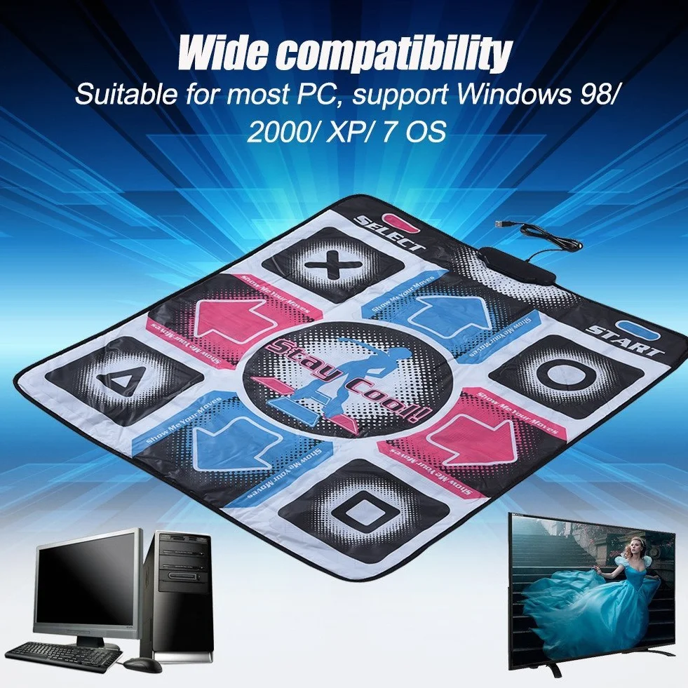 Mata do tańca, antypoślizgowa, odporna na ścieranie, DDR USB Dancing Pad, fitness, modelująca sylwetkę, mata do tańca, kompatybilna z 98/2000 / XP / 7