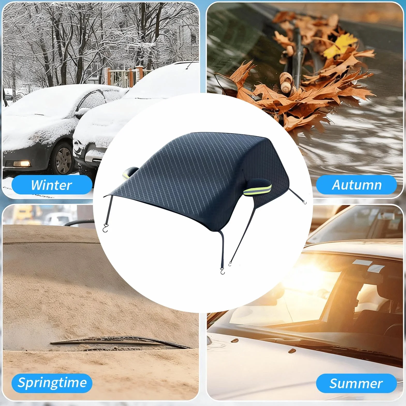 Snow Windshield Cover - Heavy Duty Waterproof, Weatherproof Car Snow Windshield Cover, Universal Size Fit, Polyester Material, Vehicle Frost Water Rain Protection, Winter Accessories Outdoor