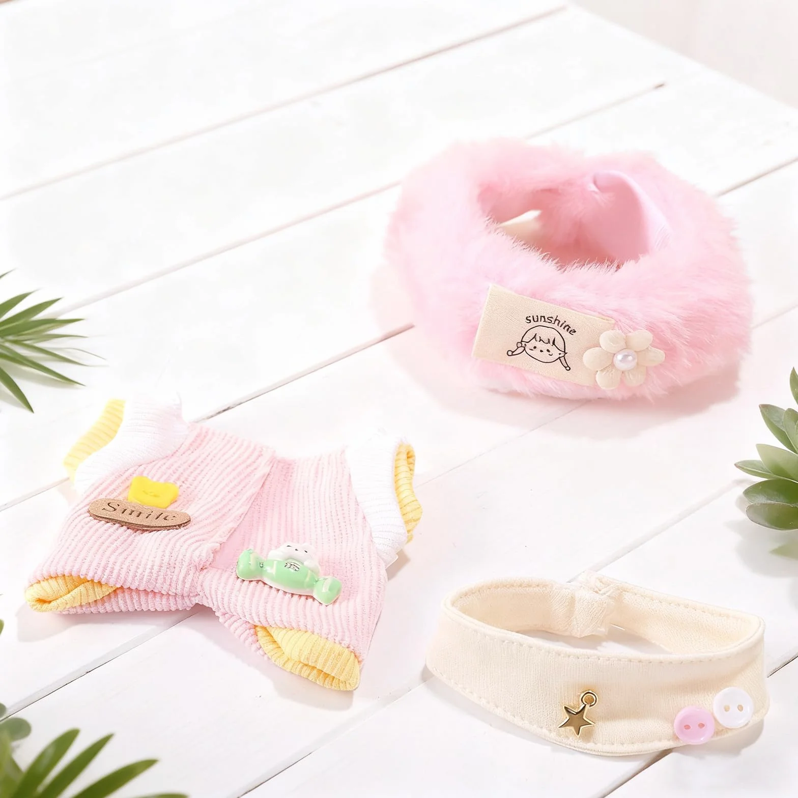 Lyreh 3szt 17cm Ubranek dla Lalki, Włączać 1 Kombinezon 1 Opaskę na Głowę i Szalik na Szyję Strój w Stylu Kawaii Sugar Bez Lalki w Zestawie