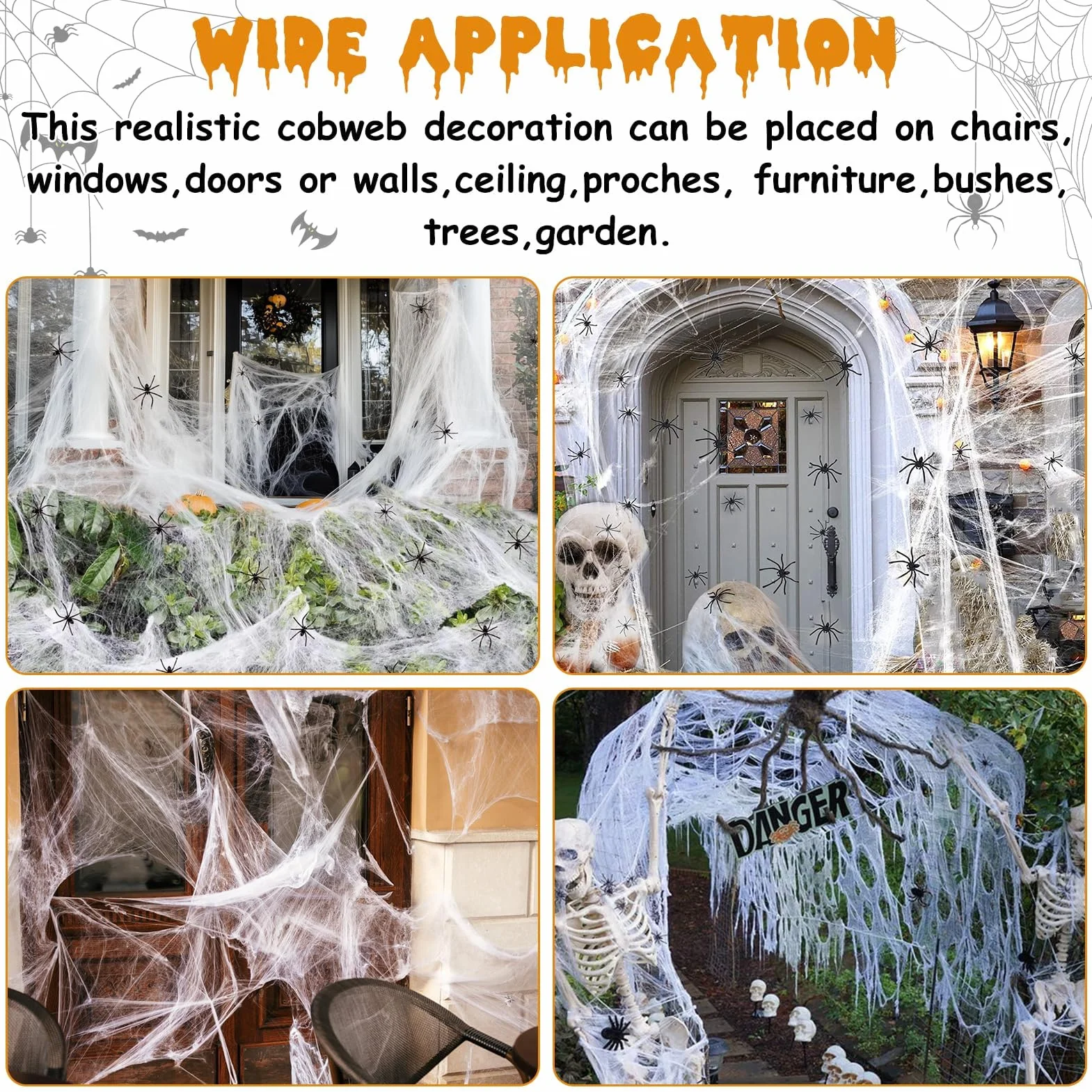 Ogromny pająk na Halloween, 2 m, olbrzymi pająk, dekoracja na Halloween, do ogrodu, na zewnątrz, pajęcza sieć na Halloween, Halloween, na imprezę, do ogrodu, na zewnątrz
