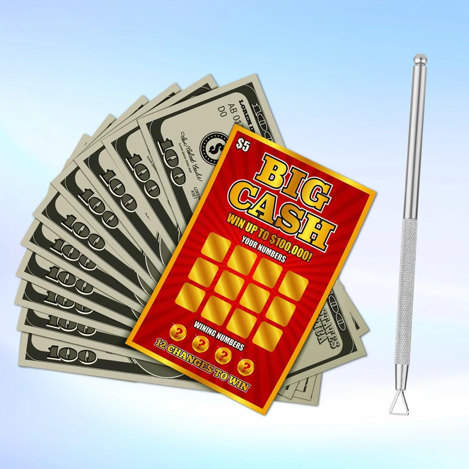 3szt Scratcher do Losów na Loterie, Stal Nierdzewna Zdrapka Lotto ze Schowkiem Metal Pomoc w Zdrapywaniu Etykiet Nieskazitelne Odsloniecia Latwe do Trzymania