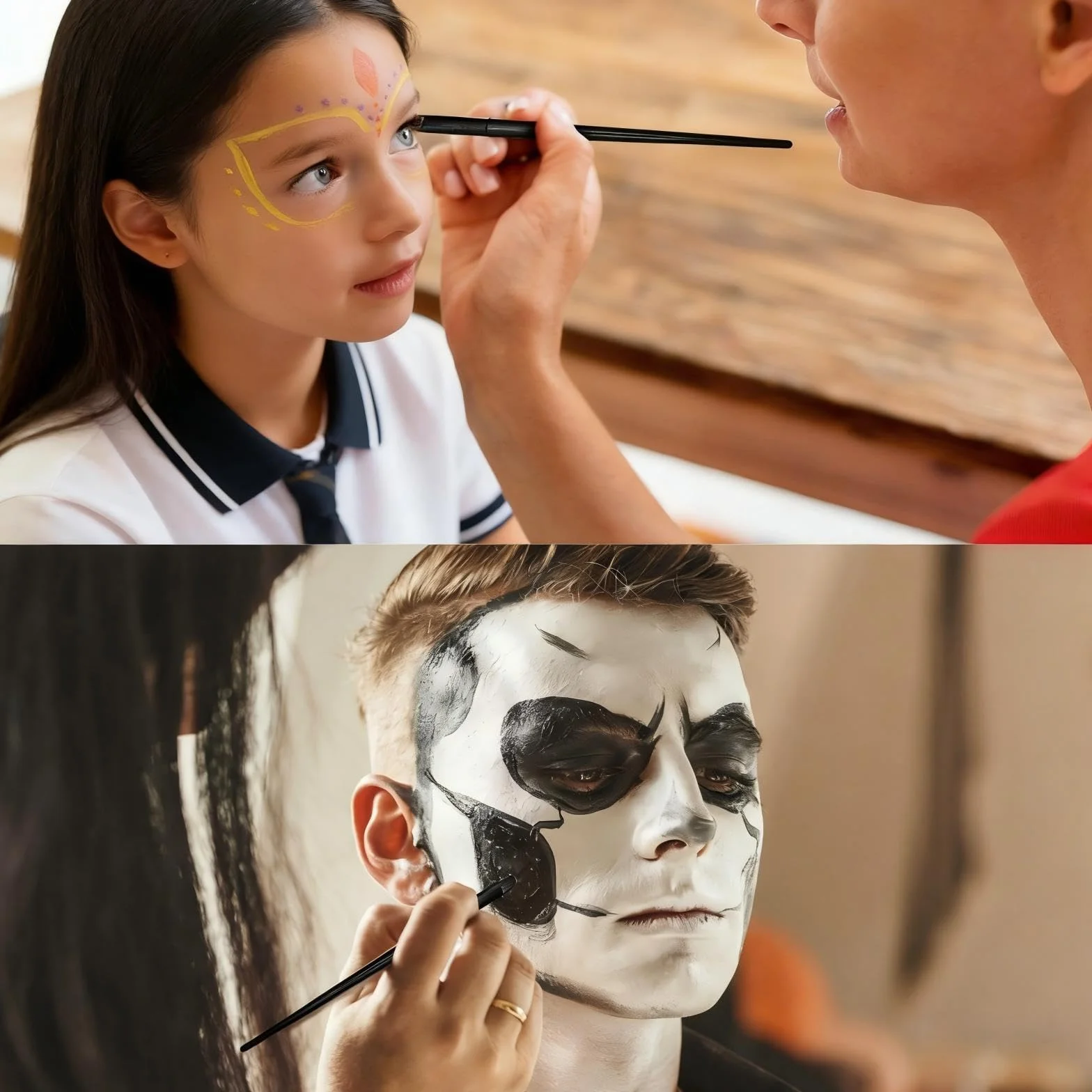 Zestaw do makijażu dla dzieci, 42 kolory, farby do twarzy dla dzieci z 8 pędzlami, nietoksyczne, nadają się do prania, matowe i brokatowe, na Halloween, Wielkanoc, karnawał, imprezy tematyczne