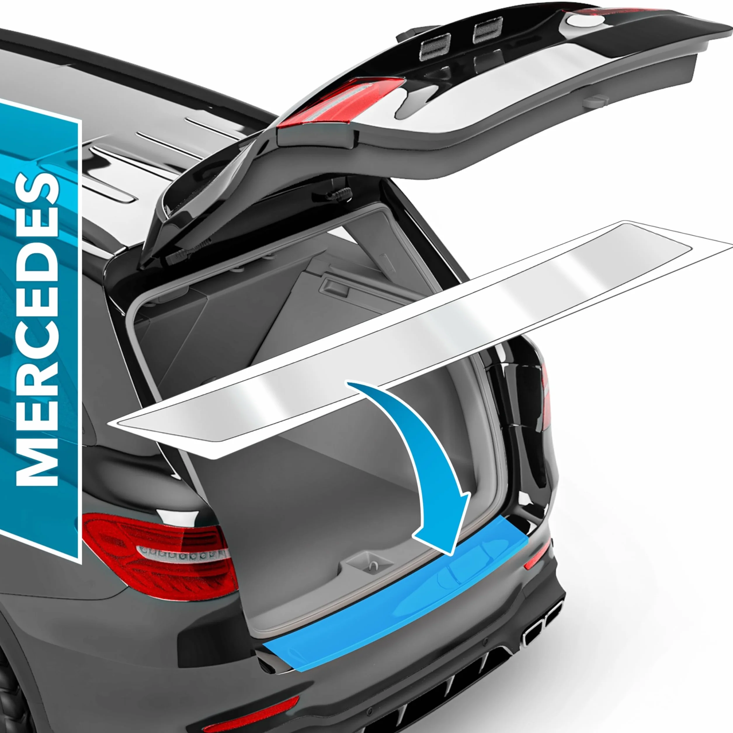 Folia ochronna na krawędź załadunkową Mercedes Benz GLC 2 X254 2022-2026 przezroczysta błyszcząca