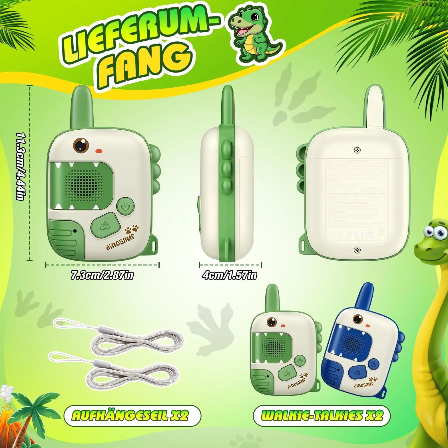 Dziecięce Walkie-Talkie, Zabawka Dinozaur dla Chłopców w Wieku 3 4 5 6 7 8 Lat Pomysły na Prezent dla Chłopców w Wieku 3-8 Lat Walkie-Talkie Prezent na Święta dla Chłopców w Wieku 3-8 Lat Gry 3