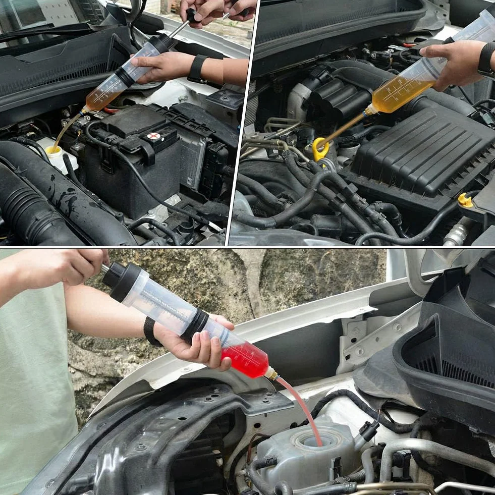 Flintronic Pompa do odsysania oleju, 500 CC, strzykawka do wymiany oleju z antypoślizgowym gumowym mankietem, z 2 rurami przedłużającymi, strzykawką oleju hamulcowego do płynu hamulcowego, olejów
