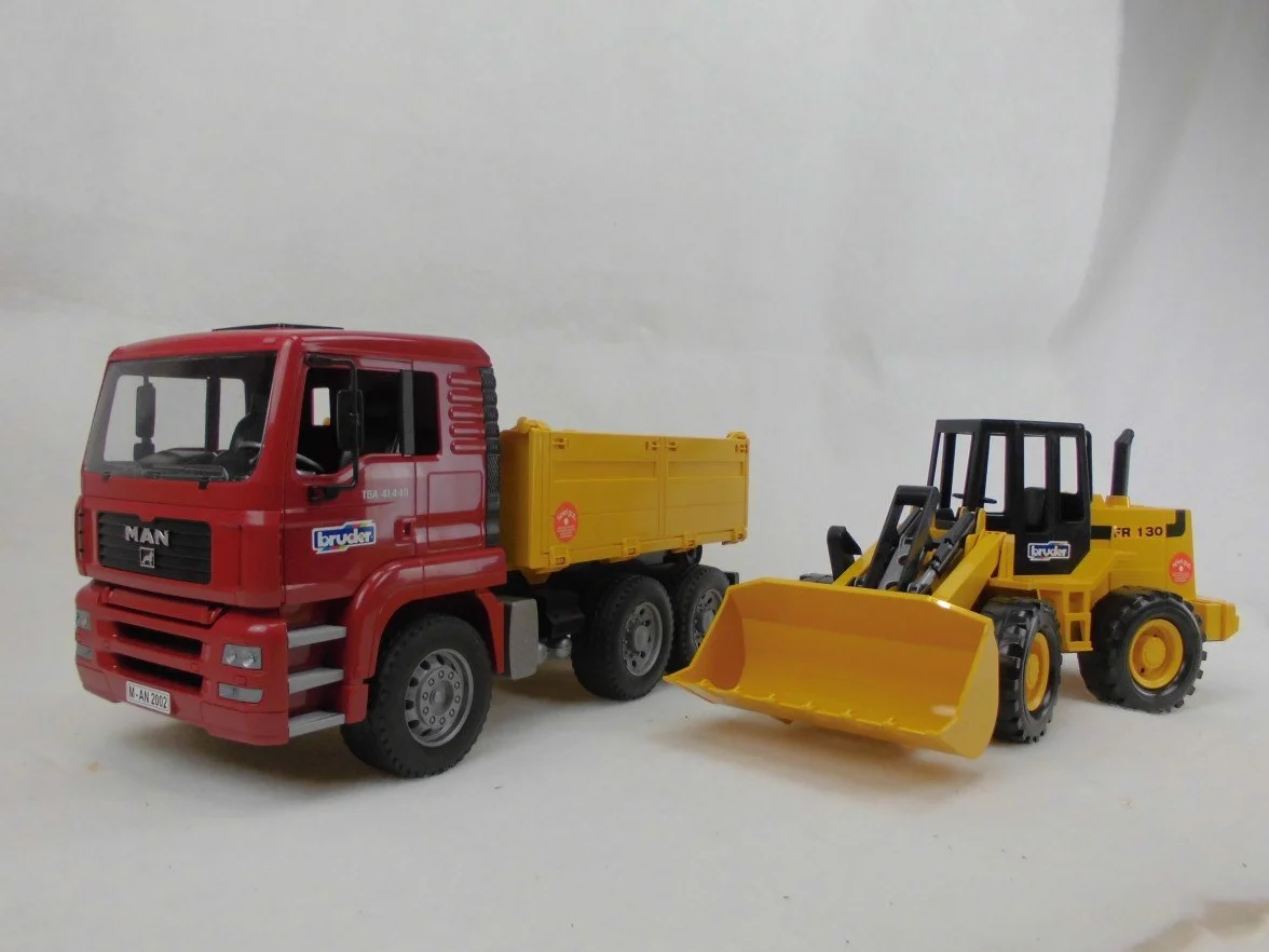 bruder 02752 - Man TGA Wywrotka z przegubową ładowarką kołową FR130 - 1:16 Pojazd, Ciężarówka, Wywrotka, Ładowarka kołowa, Ładowarka, Pojazd budowlany, Plac budowy
