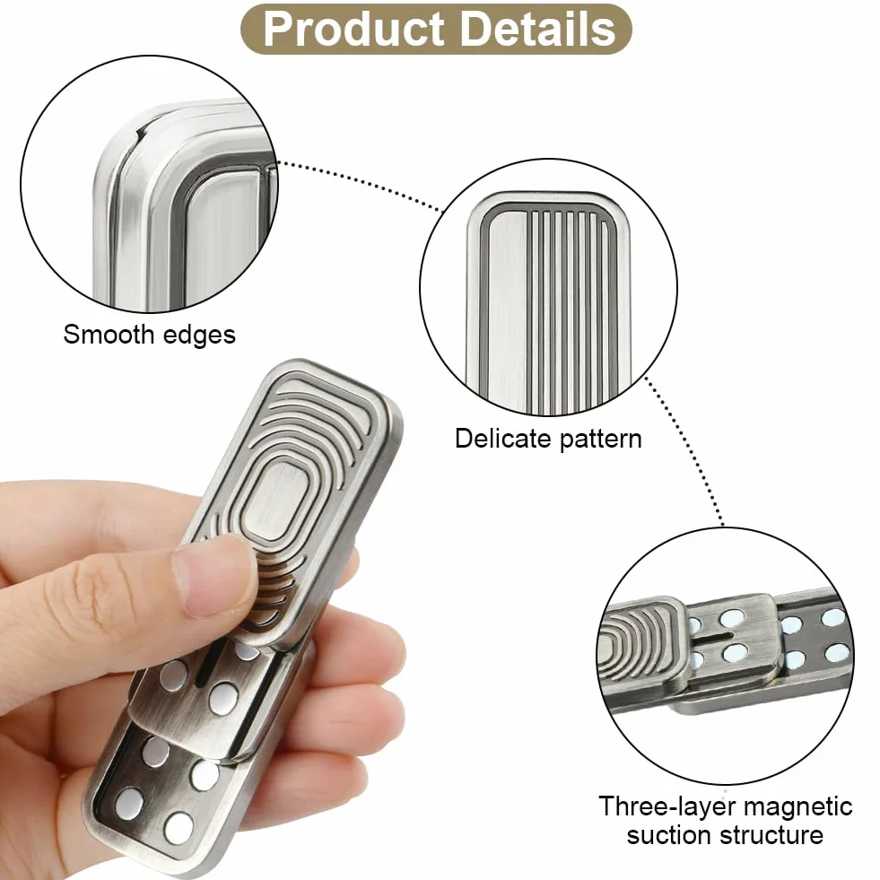 HOTUT Fidget Slider Toys, metalowy blok, Push EDC, zabawki fidget, dla dorosłych z ADHD, ostrości, lęku, autyzmu, łagodzenia stresu, zabawki biurkowe, suwak magnetyczny, prezenty dla chłopaka i ojca