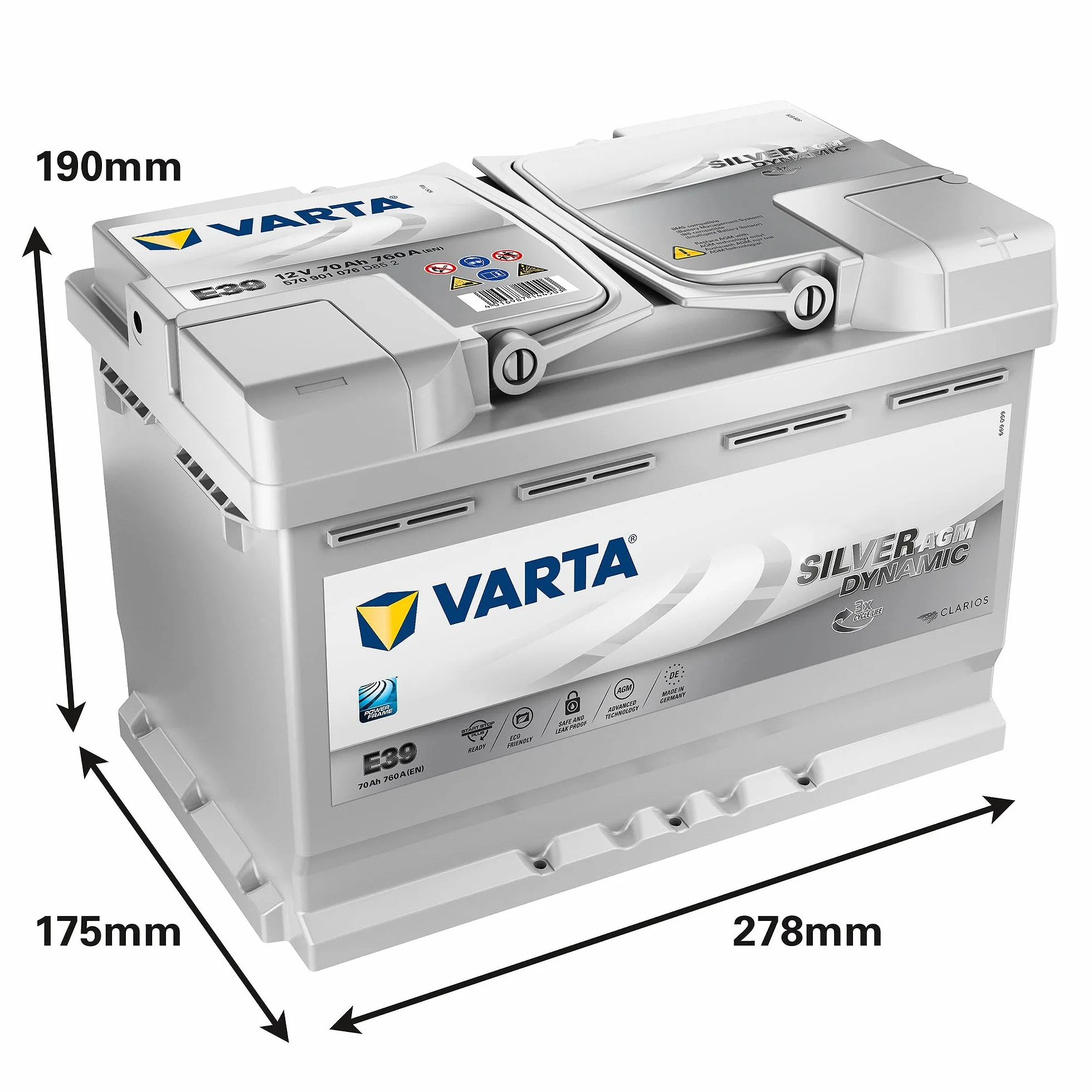 Varta 570901076D852 Akumulator 70 Ah Szary