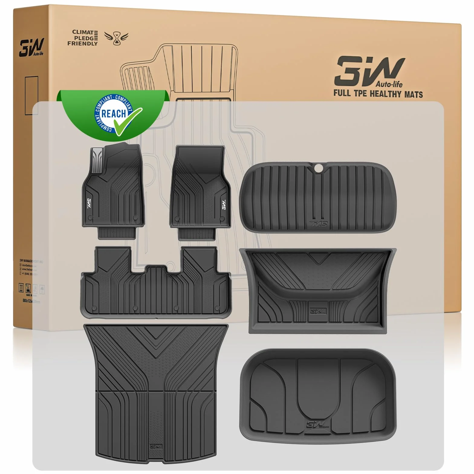 3W dla Tesla Model Y Juniper 2025 2026 Dywaniki Samochodowe i Maty Bagażnika, Pełen Zestaw 7 Sztuk, Dywany Samochodowe z Thorex™ i Wodoodporne, Akcesoria