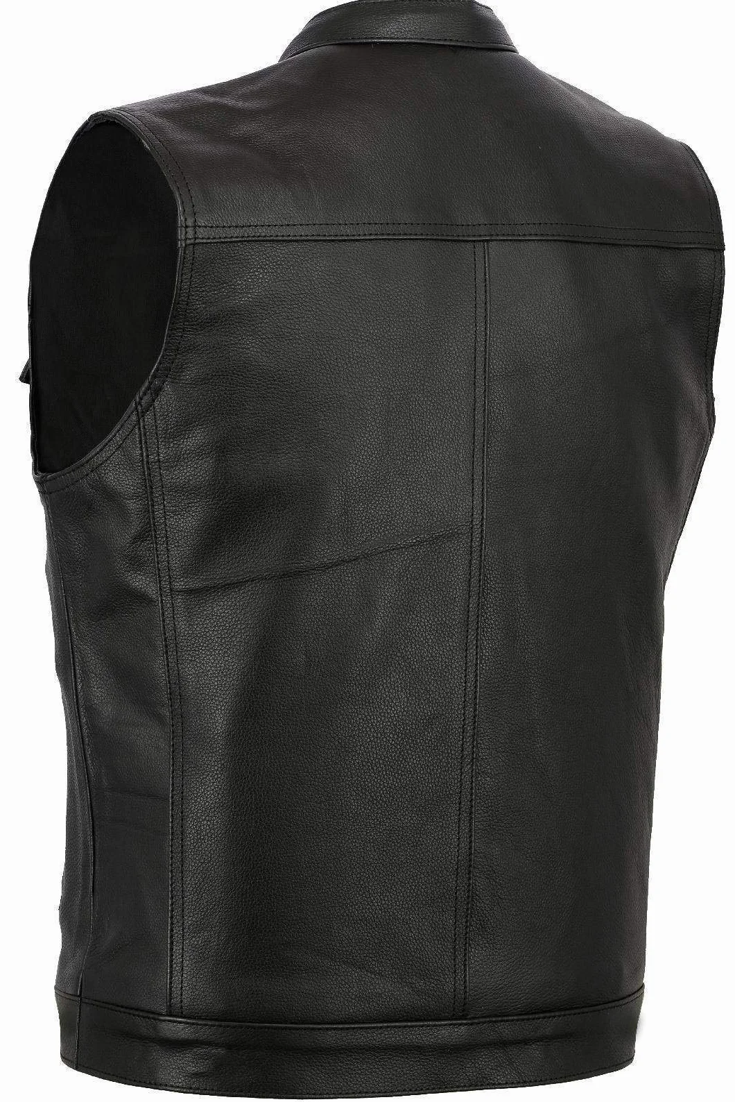 Bikers Gear Australia Black Revolver Motorcycle Skórzana Kamizelka Sons of Anarchy Style 6XL