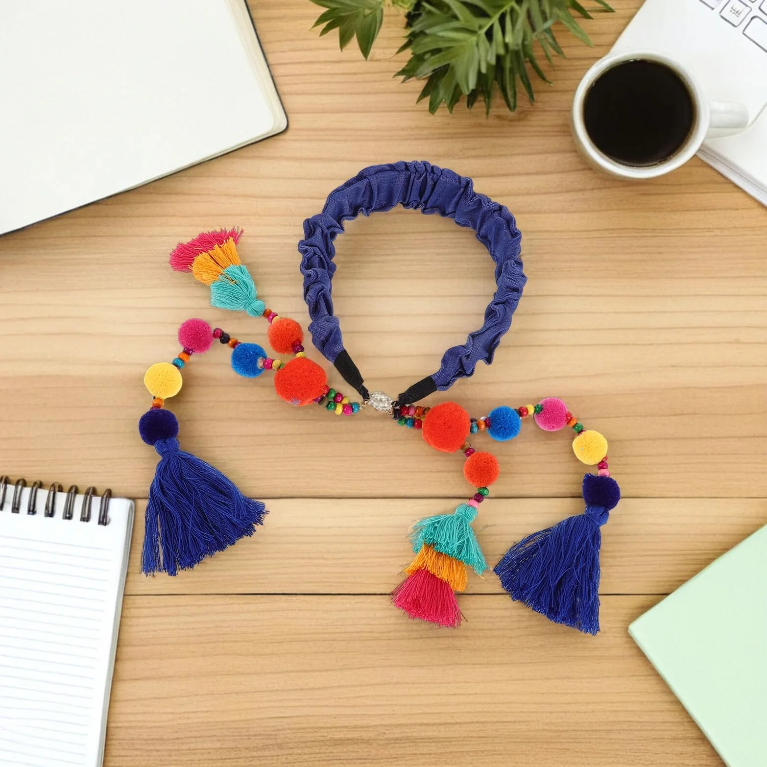 Headbands for Vintage Wide Hair Band with Tassels And Pom Poms Soft Breathable Ethnic Style Hair Accessories