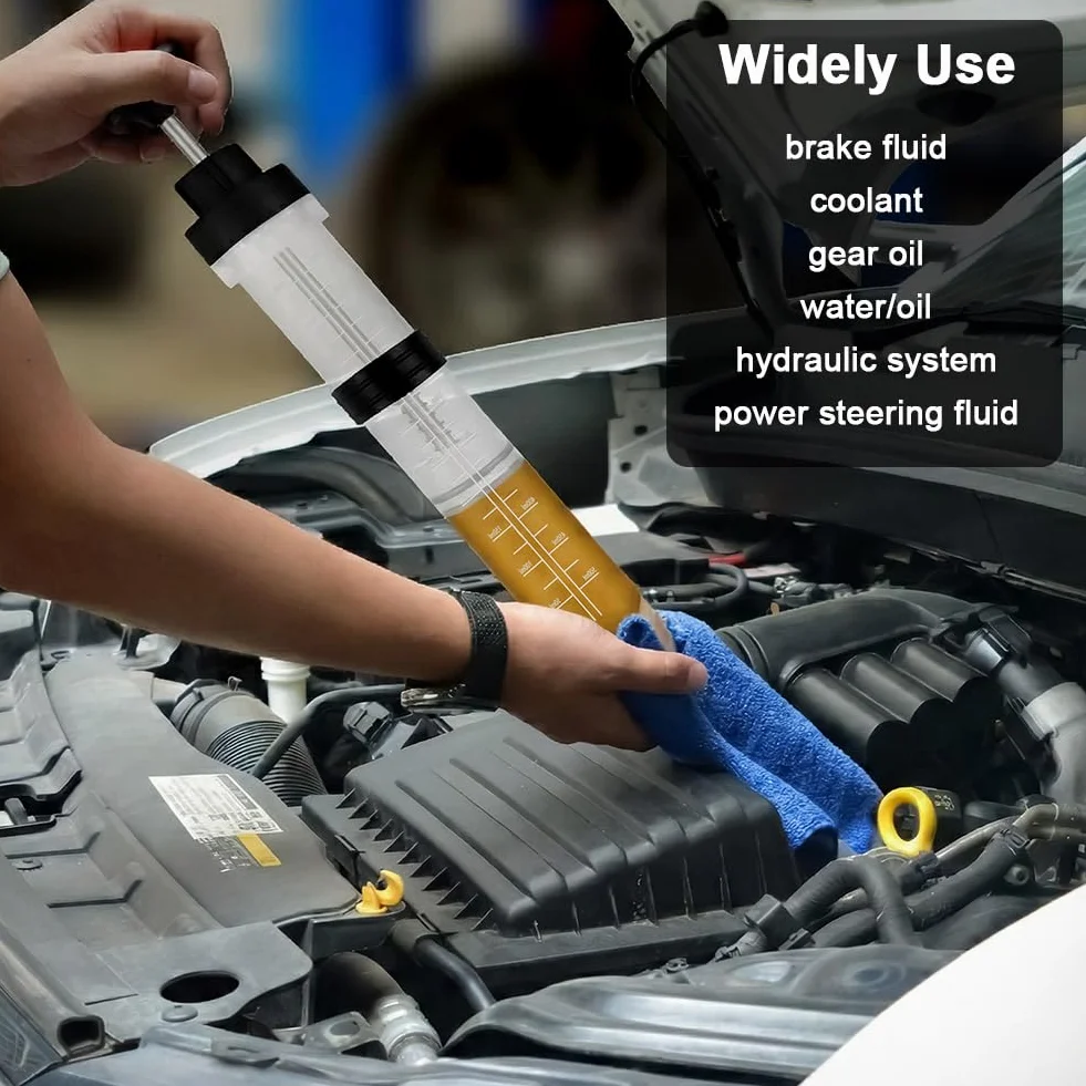 Flintronic Pompa do odsysania oleju, 500 CC, strzykawka do wymiany oleju z antypoślizgowym gumowym mankietem, z 2 rurami przedłużającymi, strzykawką oleju hamulcowego do płynu hamulcowego, olejów