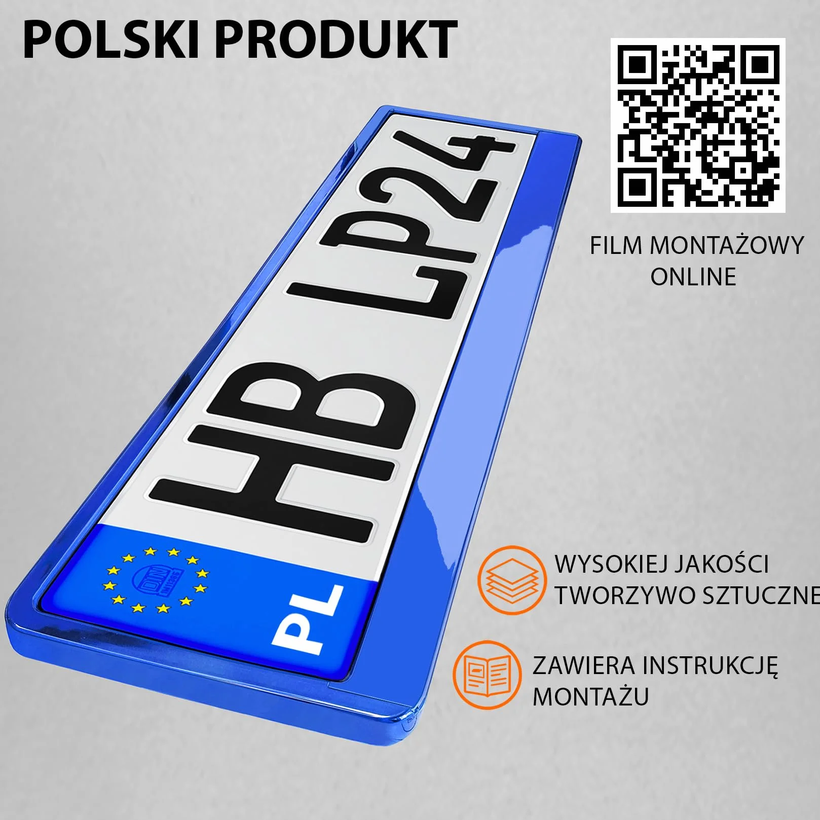 Uchwyt tablicy rejestracyjnej niebieski chrom 520x110 mm Ramka do tablic rejestracyjnych uniwersalny