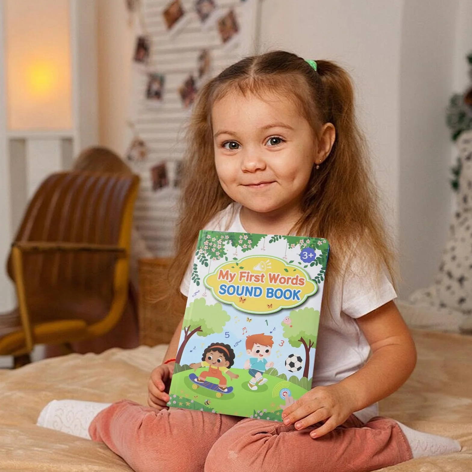 First English Words Book Sound, Interactive Talking Learning Book, Educational Speaking Books, Vocabulary Builder for Kids, , Preschoolers, Boys, Girls, 7.8x10.55 Inches