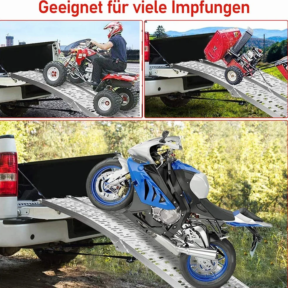 Herrselsam składana rampa najazdowa aluminiowa antypoślizgowa 226x30,5x5,5 cm 680 kg do motocykla przyczepy